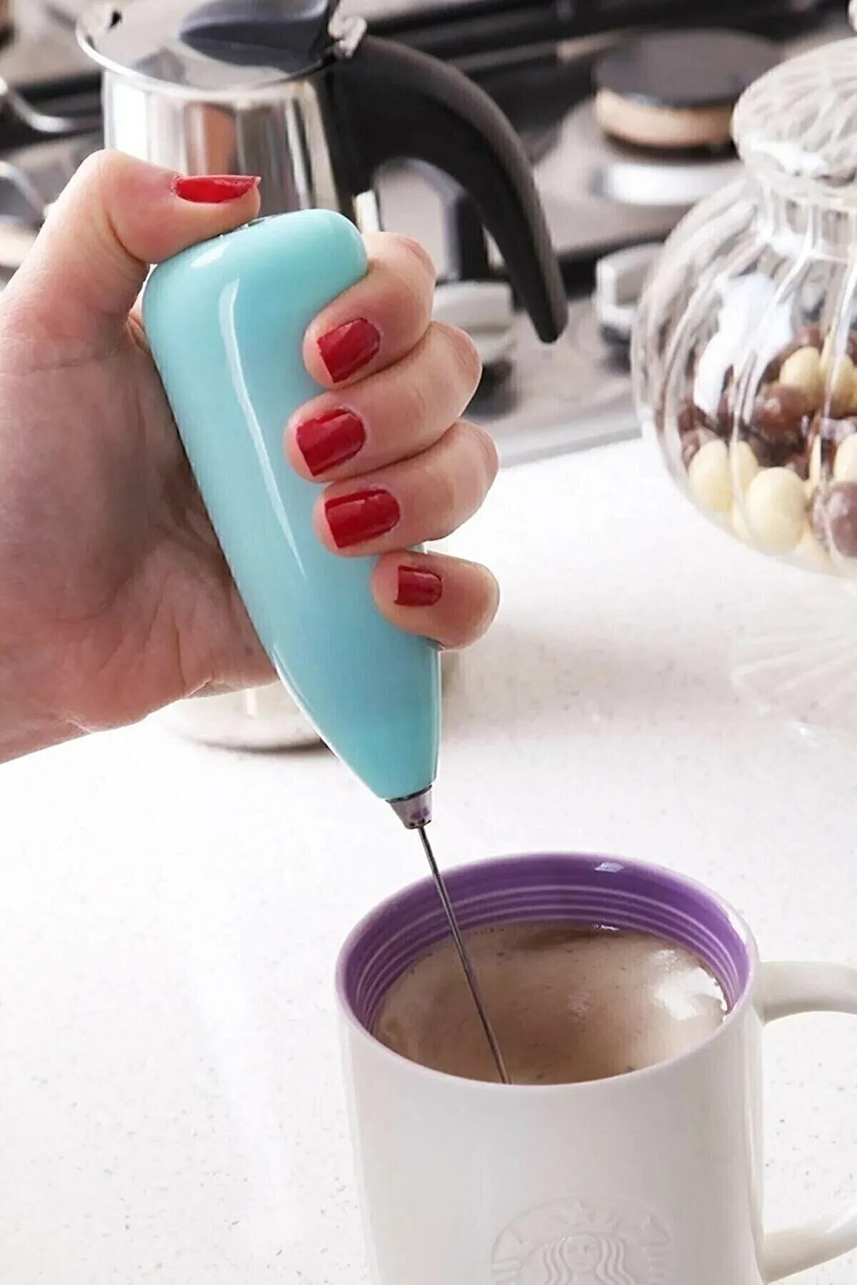 Mini Mixer Kahve Süt Köpürtücü Karıştırıcı Cappucino Mikser - Pratik Pilli Köpürtücü 1137 Bh - Lisinya