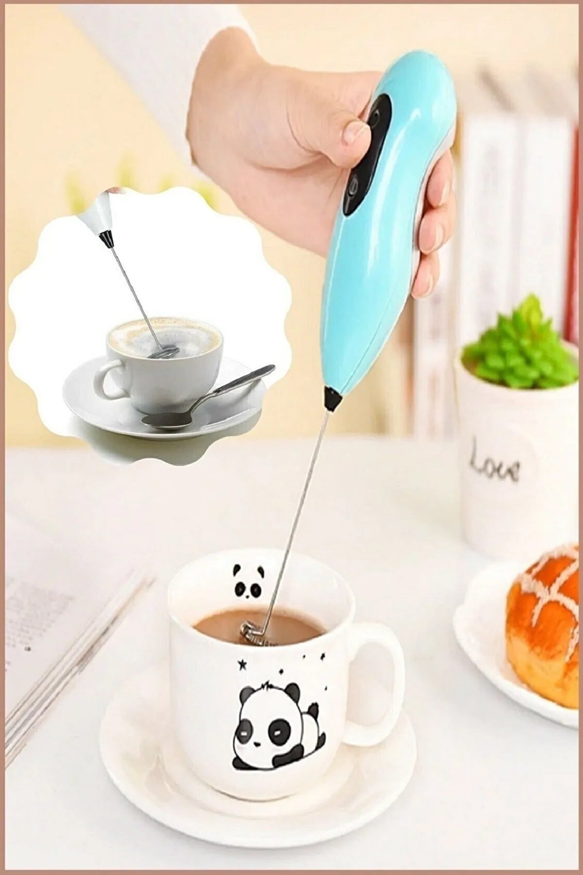 Mini Mixer Kahve Süt Köpürtücü Karıştırıcı Cappucino Mikser - Pratik Pilli Köpürtücü 1137 Bh - Lisinya