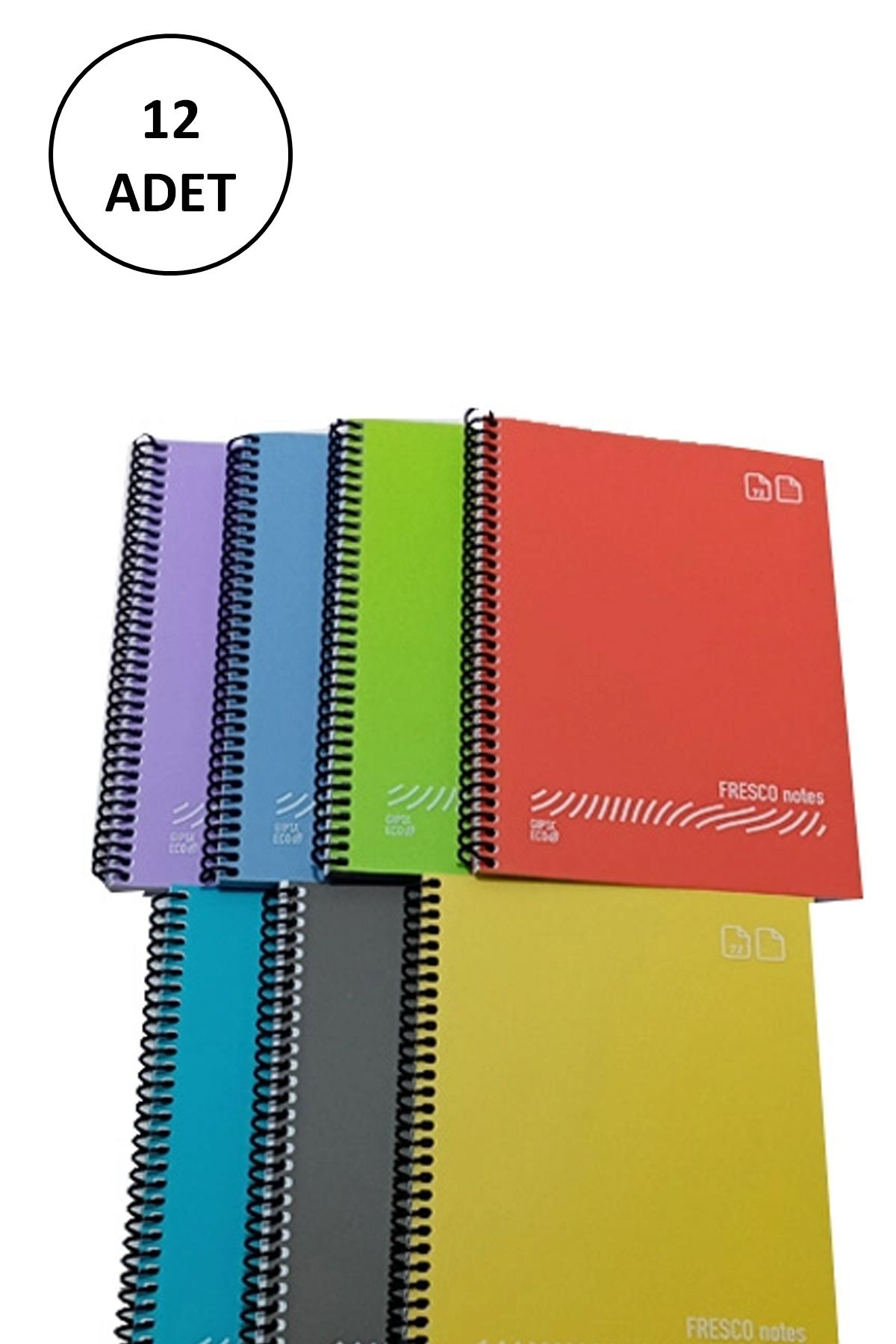 FRESCO Spiralli Plastik Defter A4 96 Yaprak Çizgili GP.3-4935000-2011 12 Adet - Lisinya