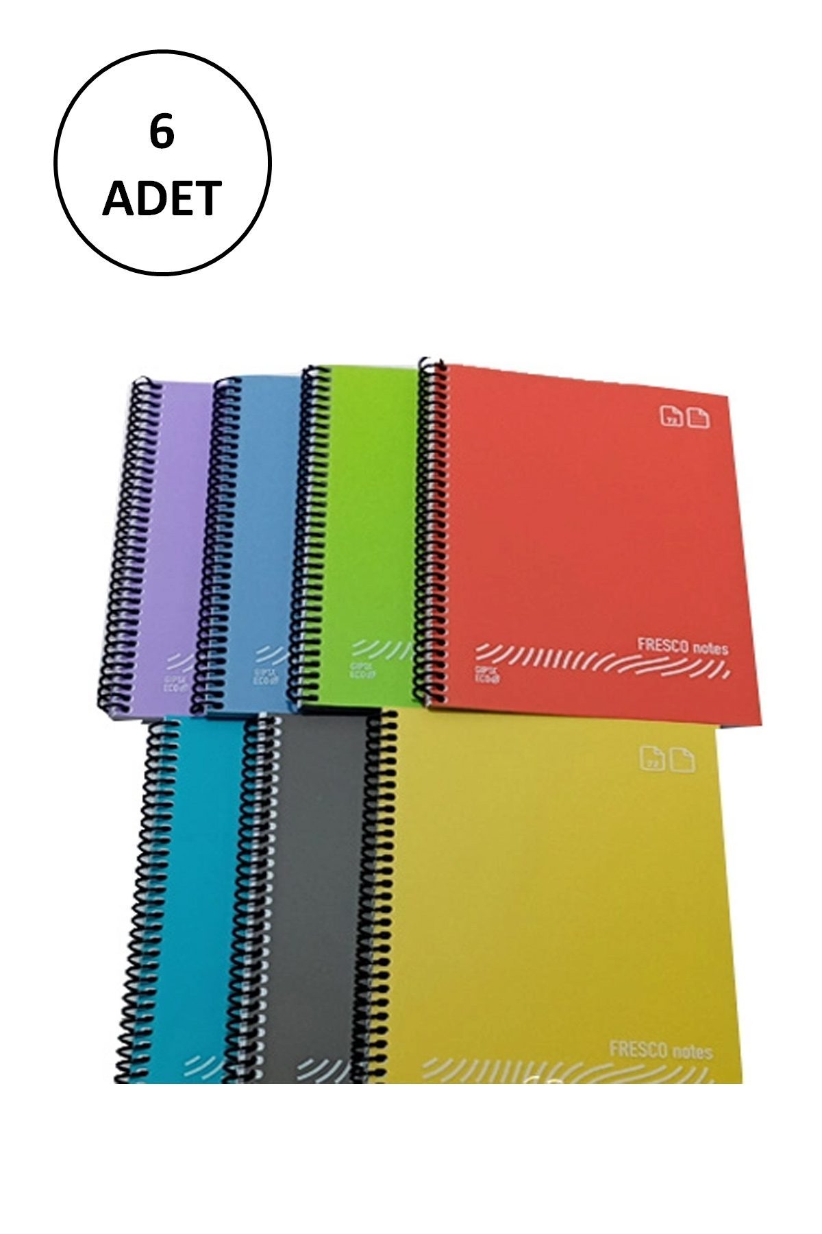 FRESCO Spiralli Plastik Defter A4 144 Yaprak Çizgili GP.3-4940000-2011 6 Adet - Lisinya