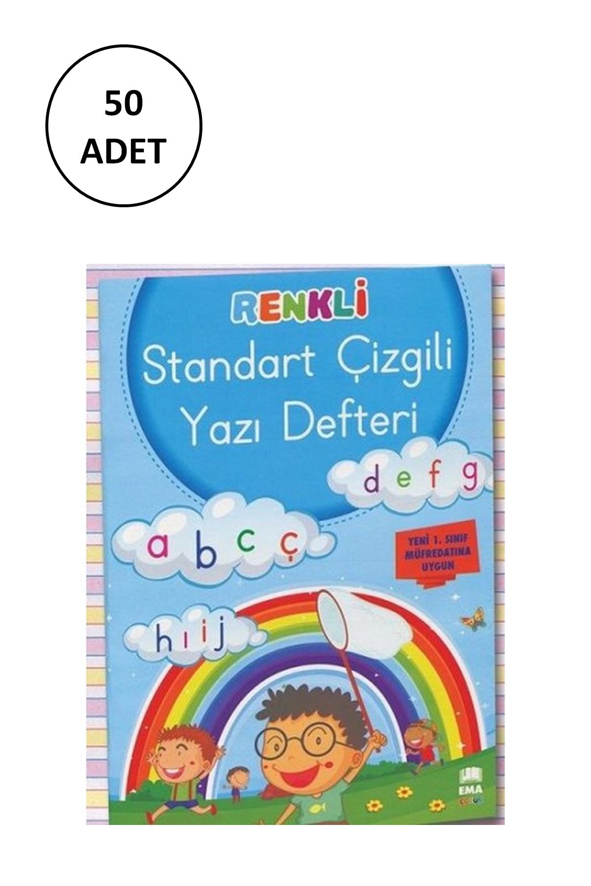 Renkli Standart Çizgili Güzel Yazı Defteri Ema Çocuk 50 Adet - Lisinya