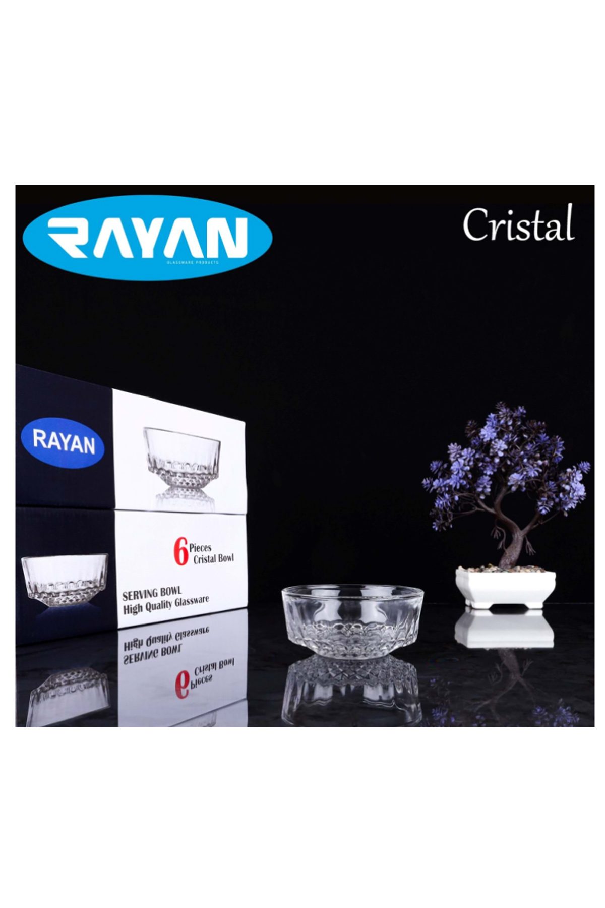 Rayan Cristal 6'lı Cam Kase - Lisinya