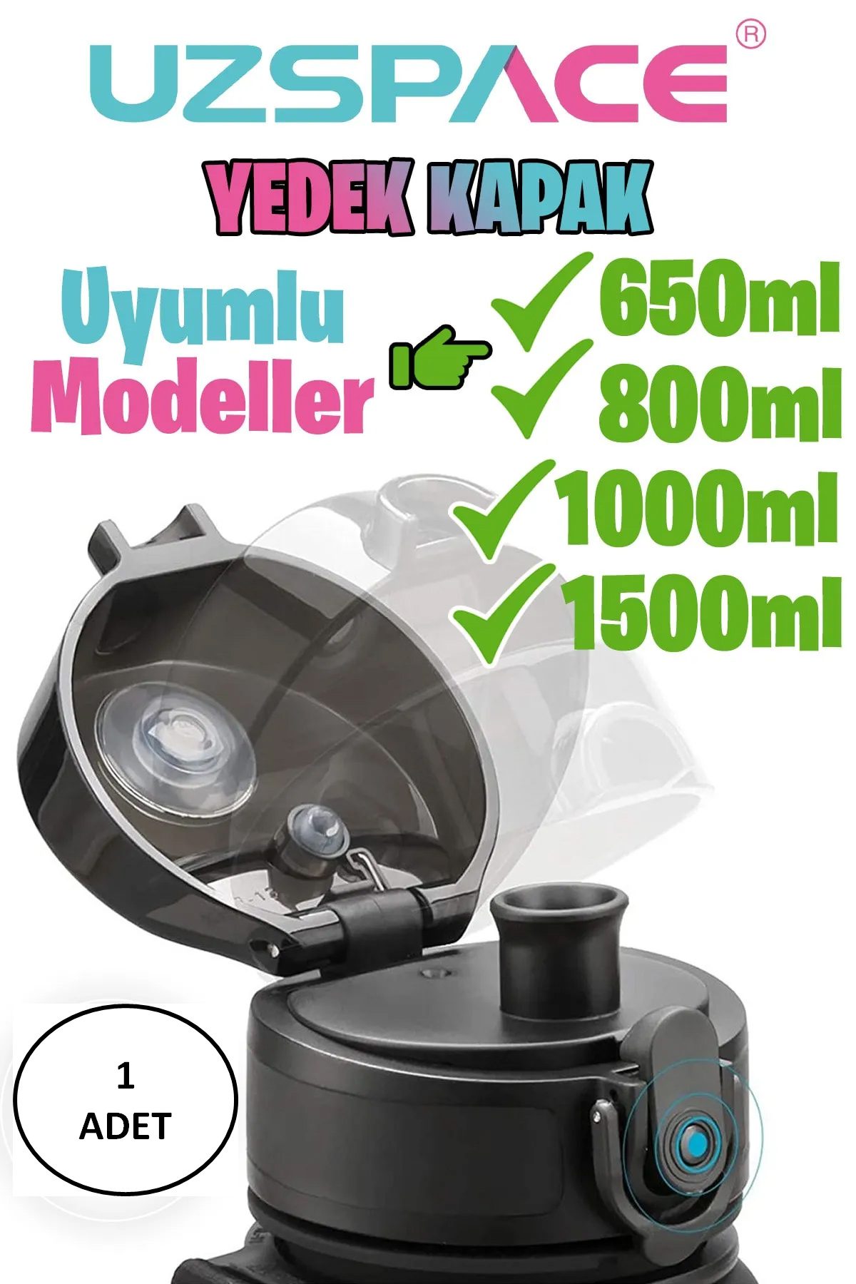 Uzspace 650-800-1000ml -Uyumlu Yedek Kapak --Sadece Uzspace ile Uyumludur - Lisinya