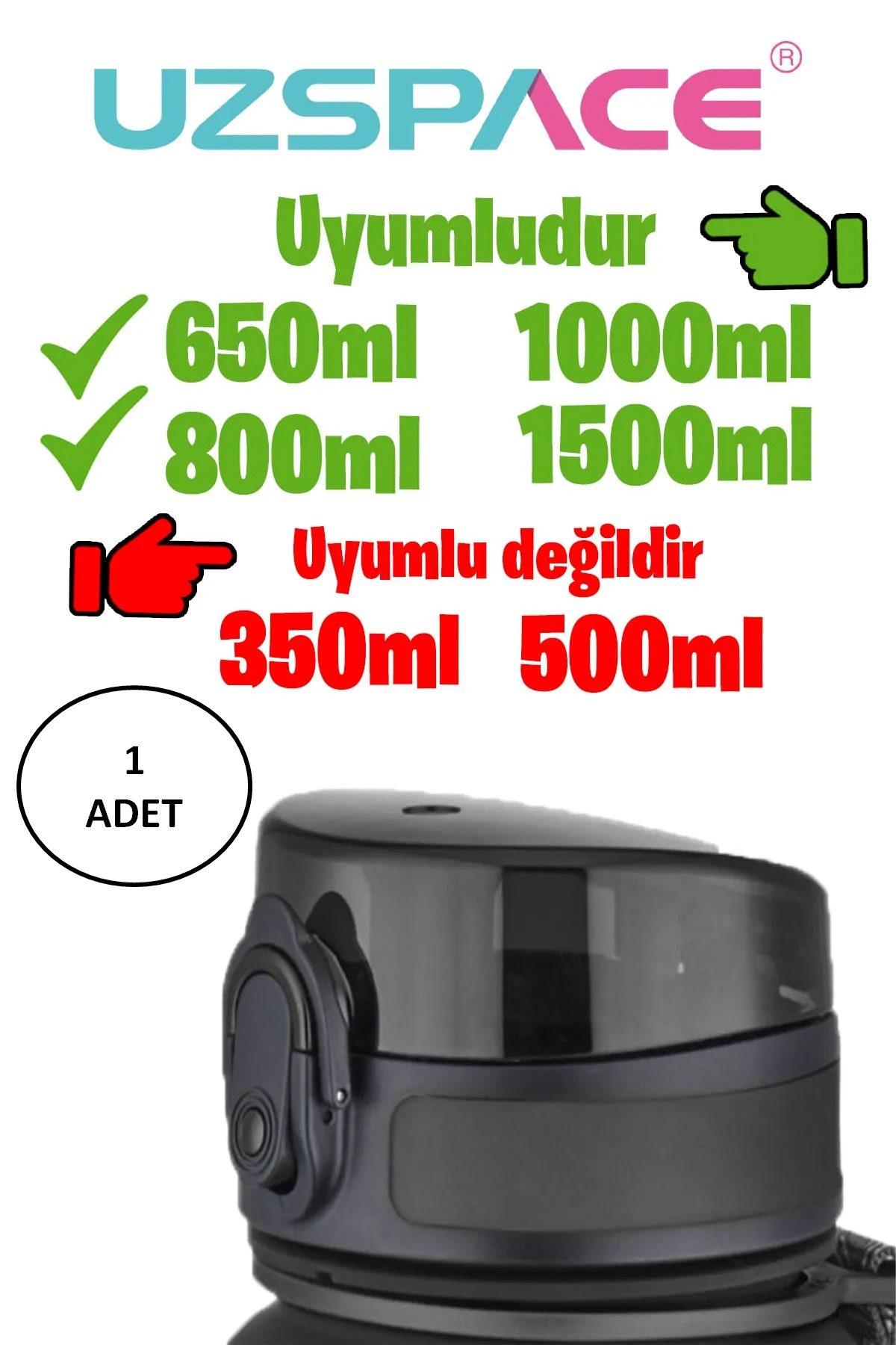 Uzspace 650-800-1000ml -Uyumlu Yedek Kapak --Sadece Uzspace ile Uyumludur - Lisinya