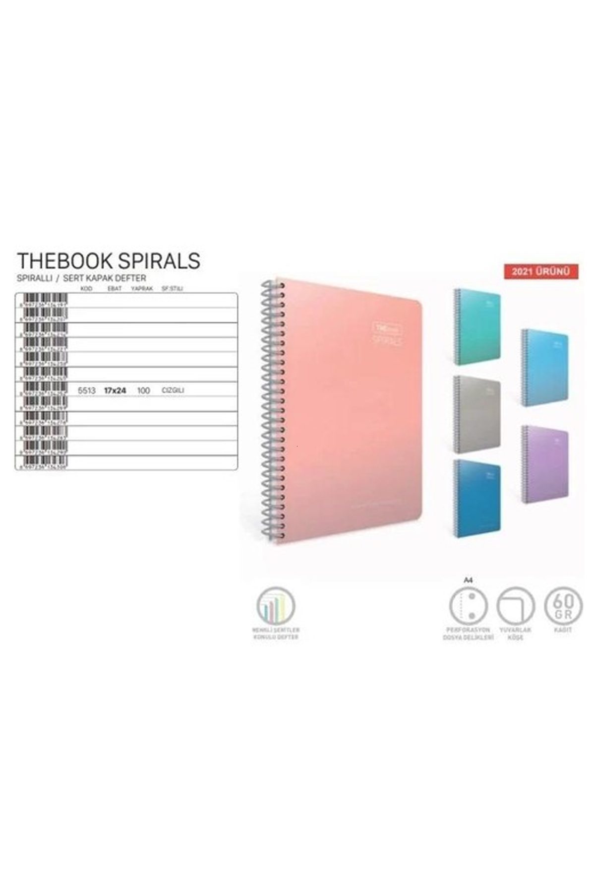 Gıpta Thebook Spirals Sp.sert Kapak Defter 17X24 100 Yaprak Çizgili - Lisinya