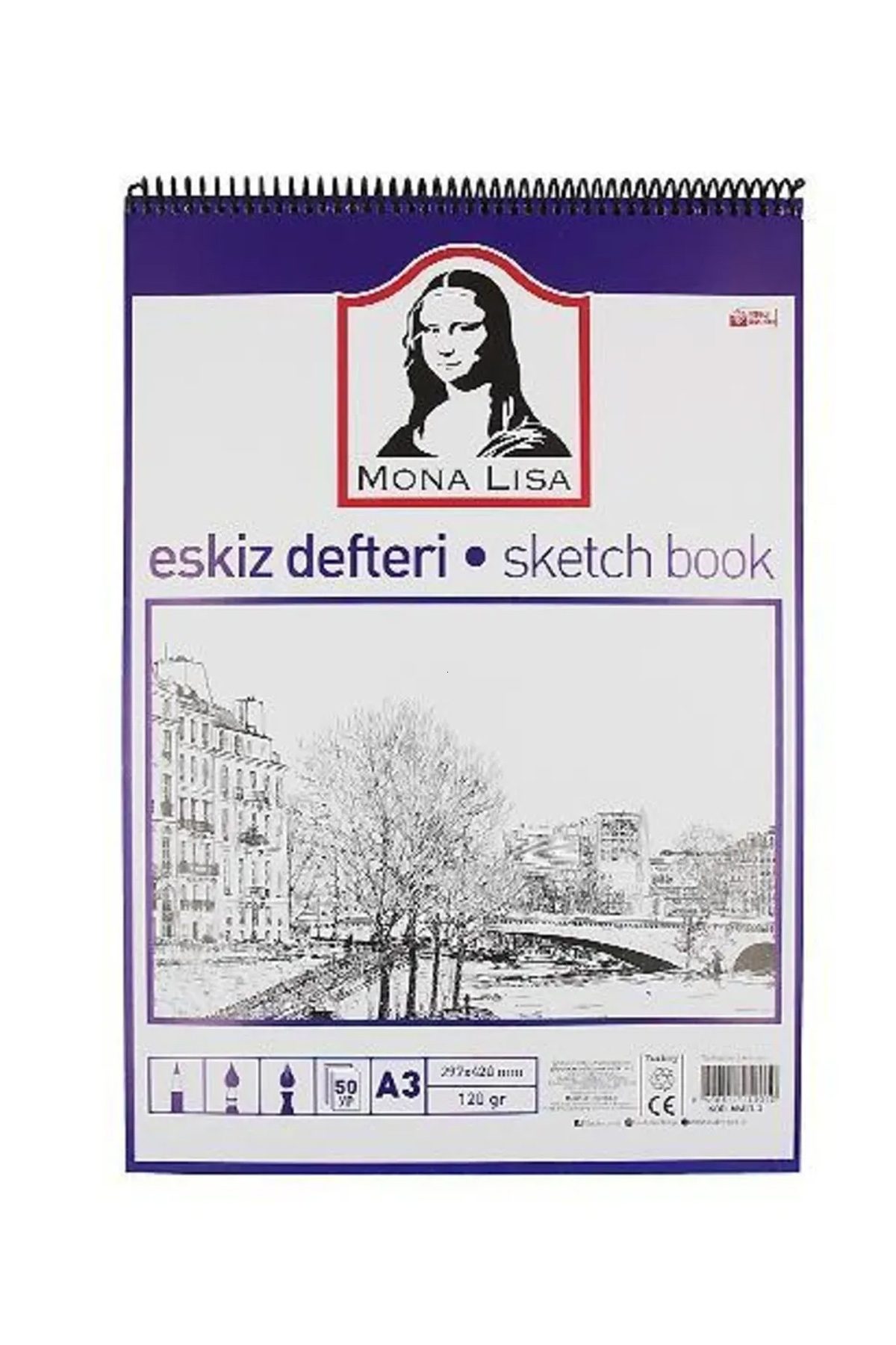 Südor Eskiz Defteri Mona Lisa A3 Telli 120 Gr 50 Yaprak - Lisinya