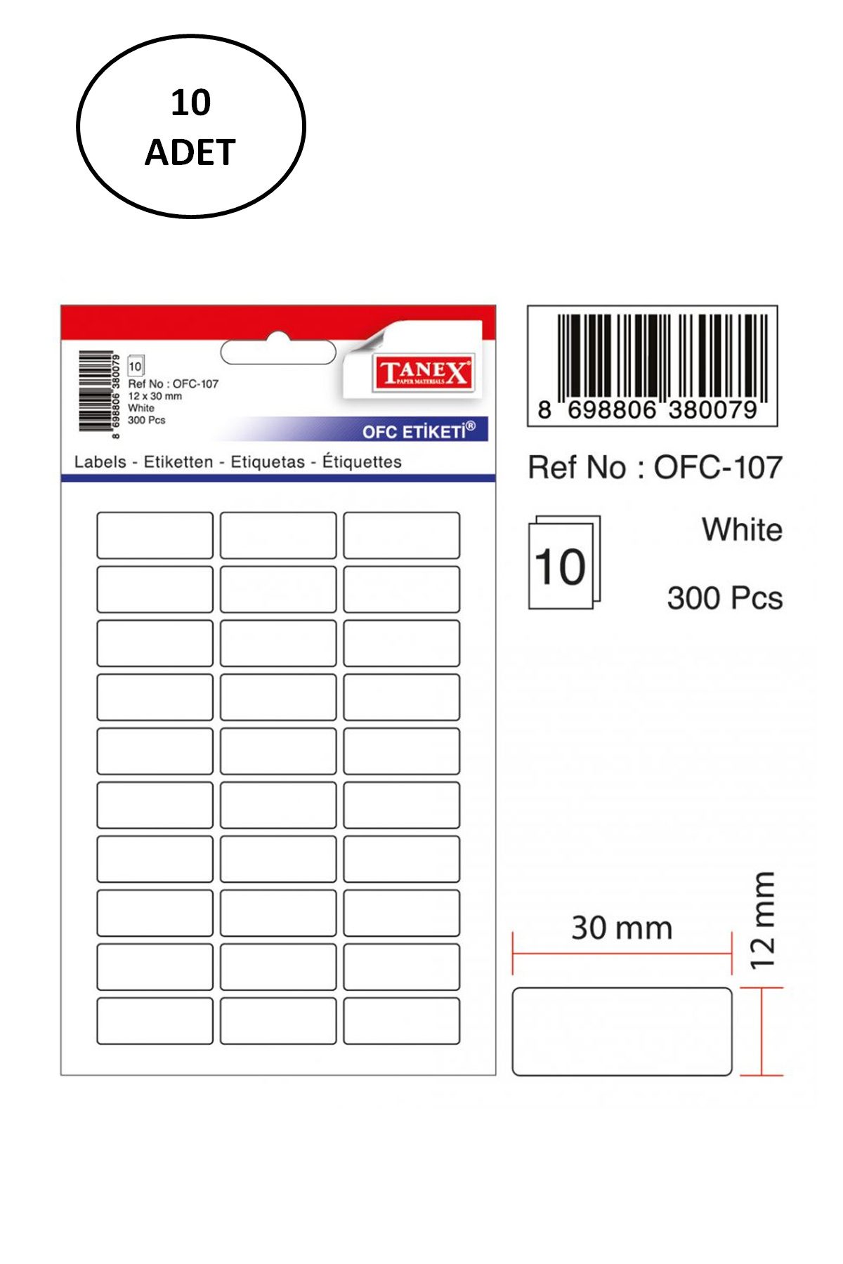 Tanex Ofc 107 Ofis Etiketi 10 Adet - Lisinya