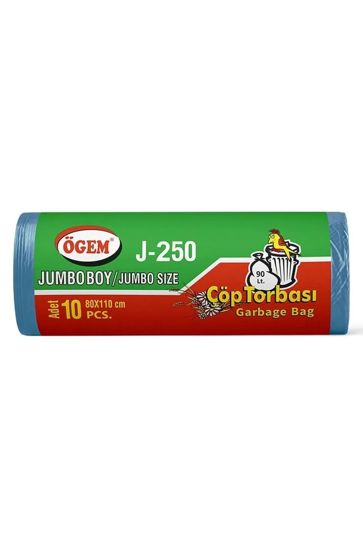 J-250 Jumbo Boy Çöp Torbası 80 x 110 cm 10 Lu Rulo x 1 Paket = 10 Adet (Mavi) - Lisinya