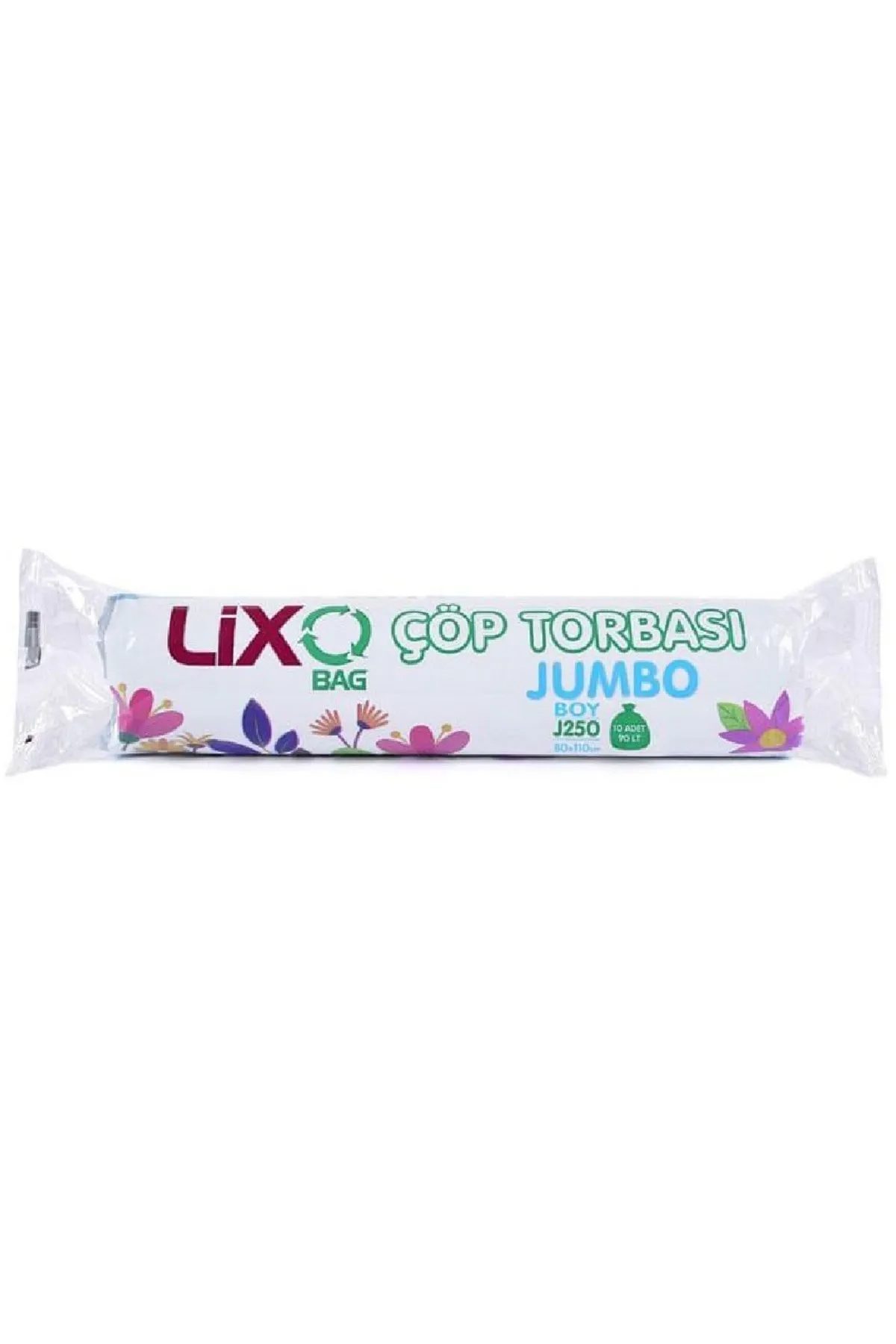 J-250 Jumbo Boy Çöp Torbası 80 x 110 cm 10 Lu Rulo x 1 Paket = 10 Adet (Mavi) - Lisinya