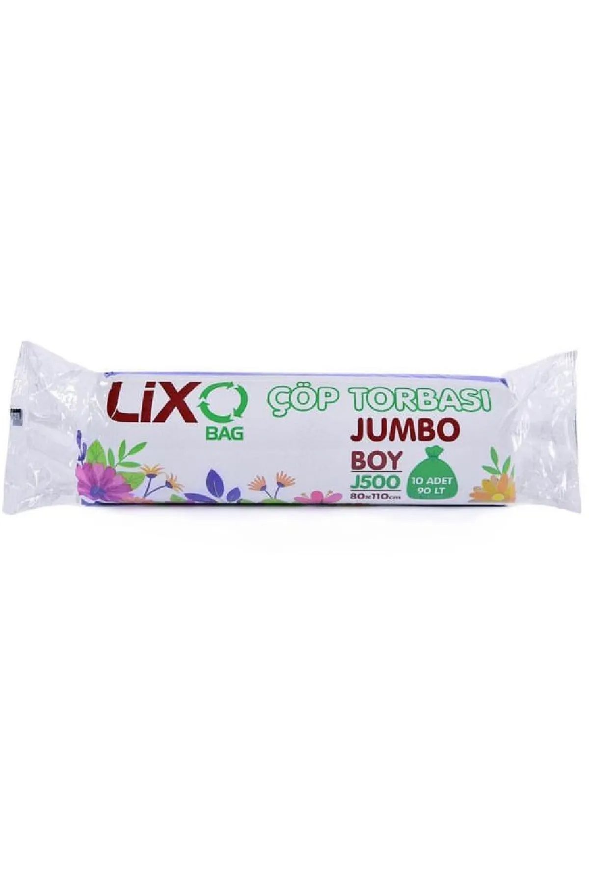 J-500 Jumbo Boy Çöp Torbası 80 x 110 cm 10 Lu Rulo x 1 Paket = 10 Adet (Siyah) - Lisinya