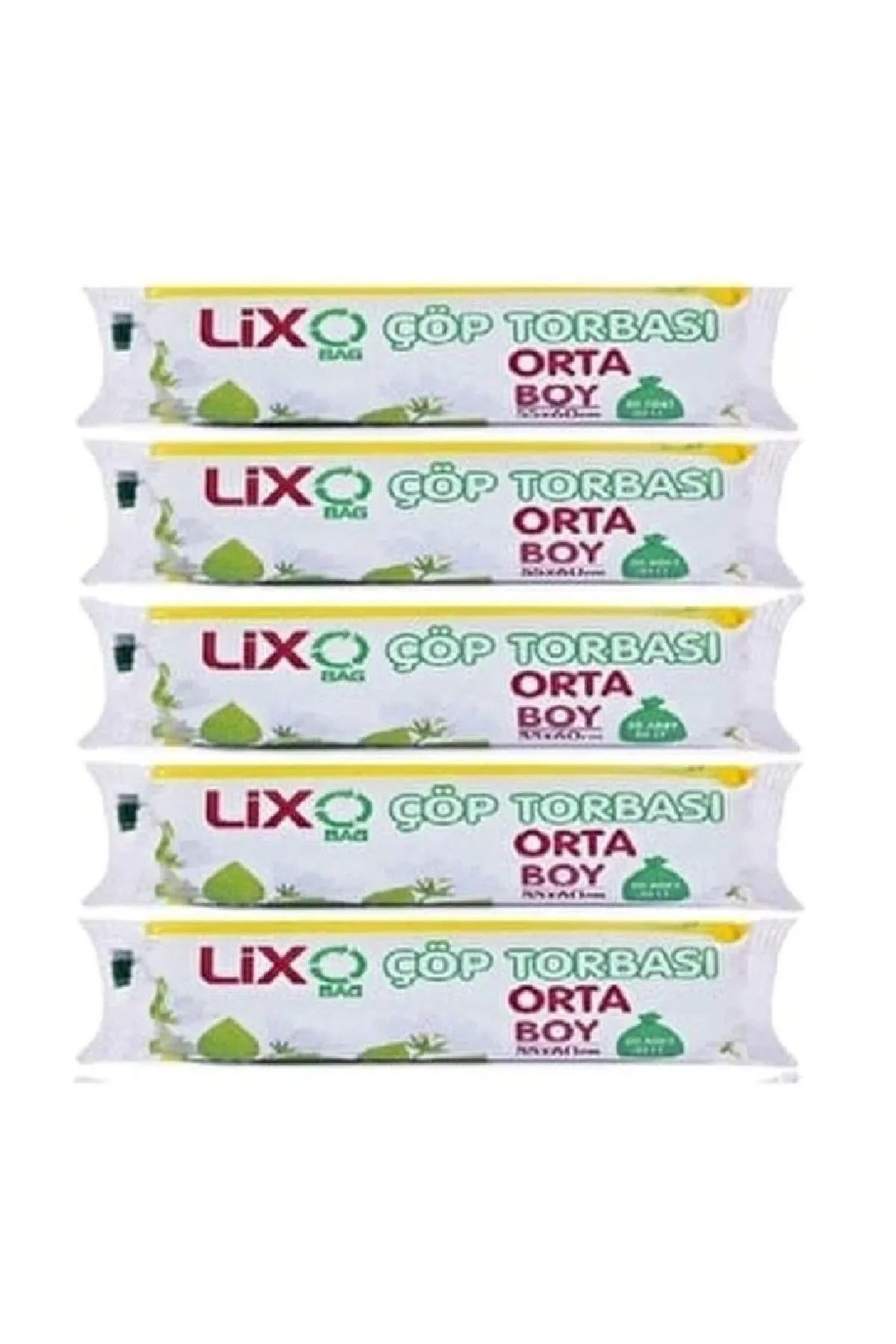 Orta Boy Çöp Torbası 55 x 60 cm 20 Li Rulo x 5 Paket = 100 Adet (Mavi) - Lisinya