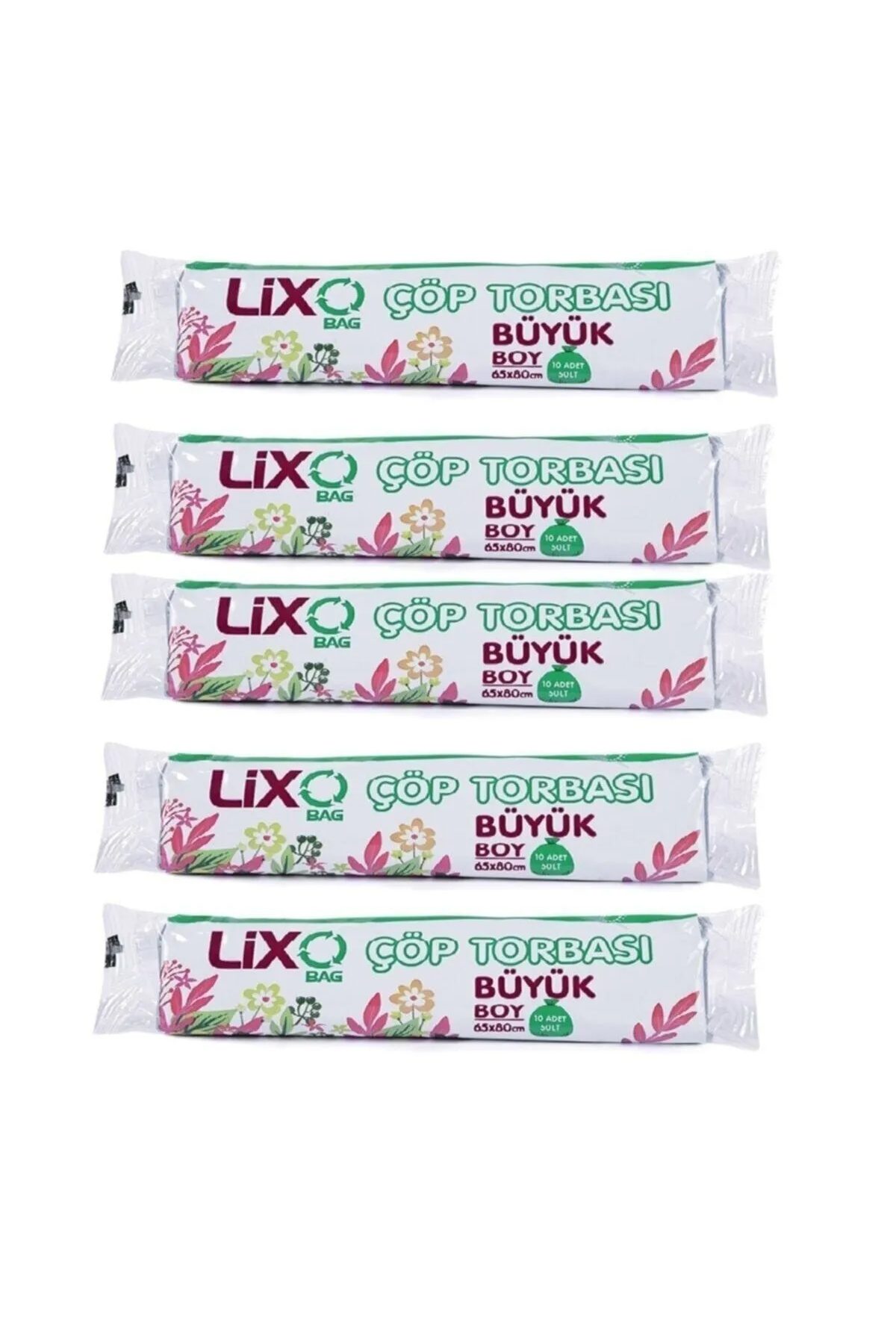 Büyük Boy Çöp Torbası 65 x 80 cm 10 Lu Rulo x 5 Paket = 50 Adet (Mavi) - Lisinya