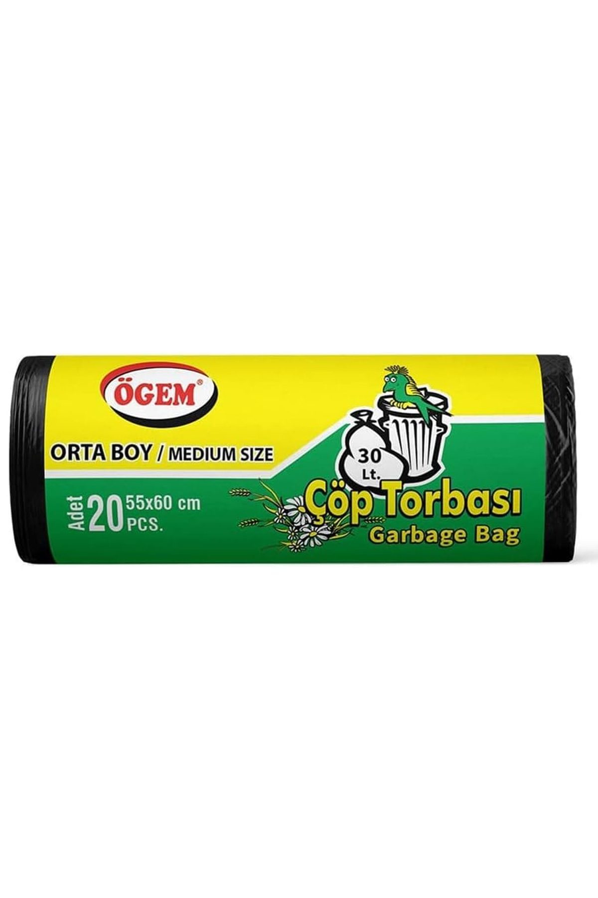 Orta Boy Çöp Torbası 55 x 60 cm 20 Li Rulo x 5 Paket = 100 Adet (Siyah) - Lisinya