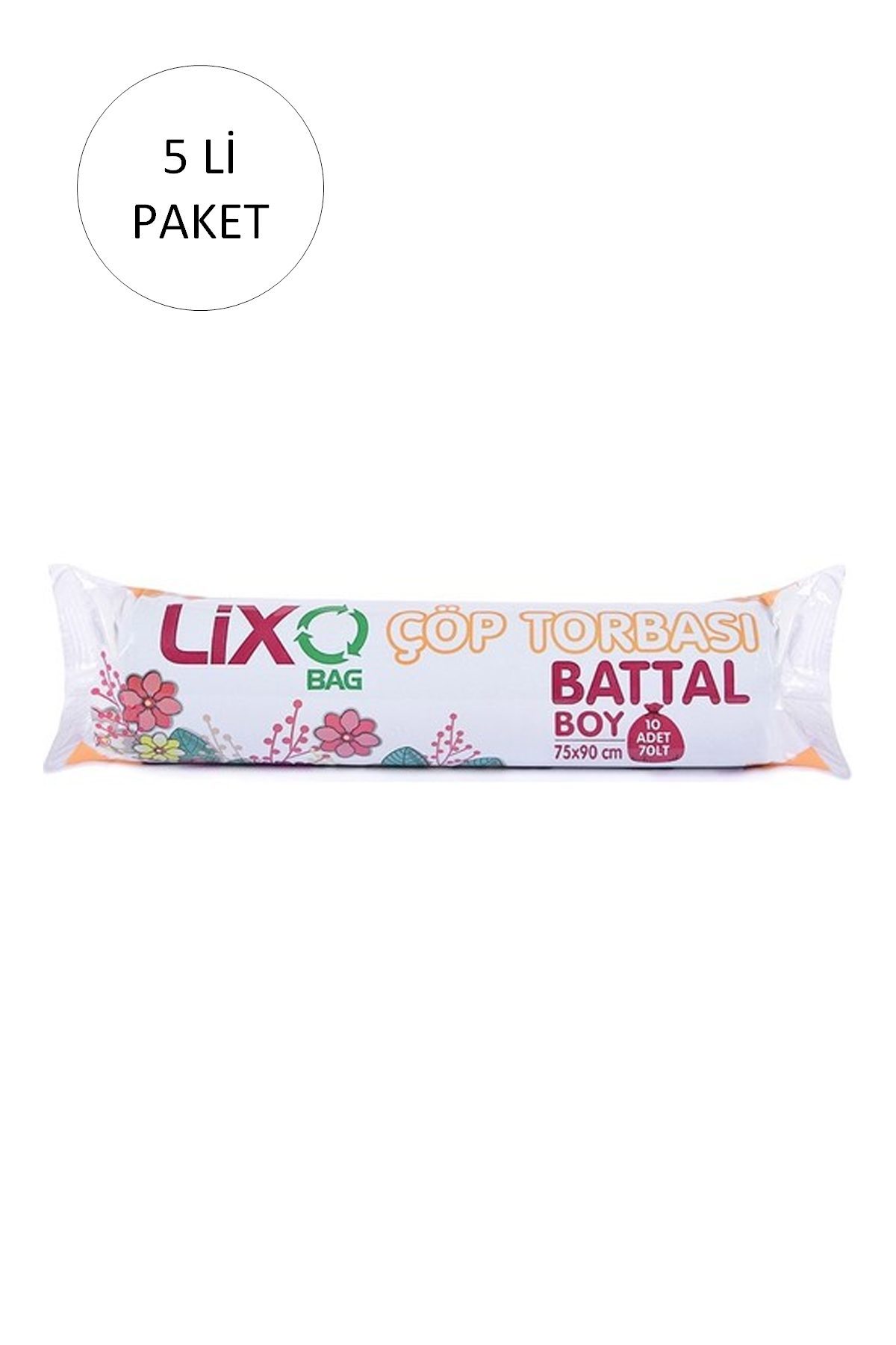 Battal Boy Çöp Torbası 75 x 90 cm 10 Lu Rulo x 5 Paket = 50 Adet (Mavi) - Lisinya