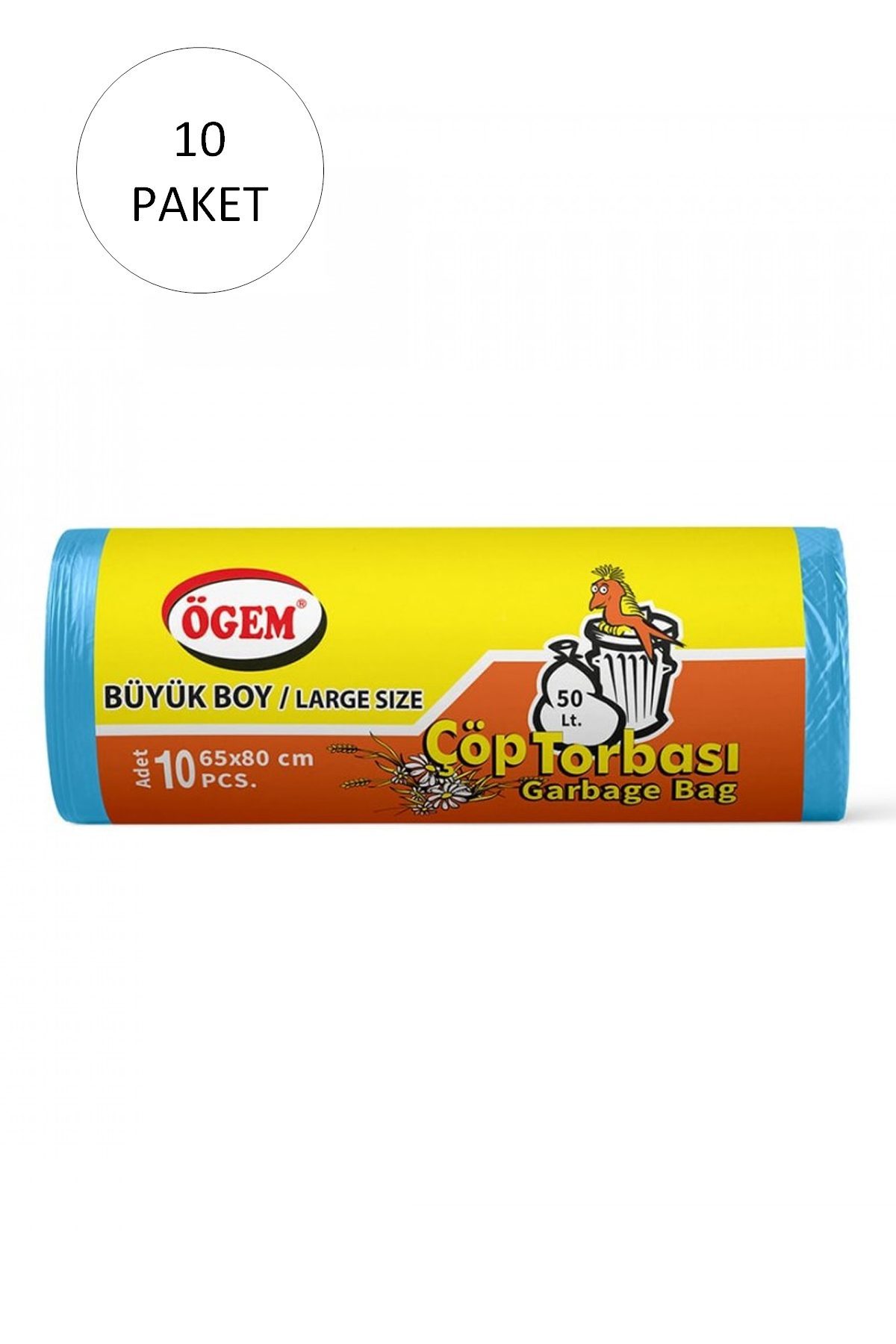 Büyük Boy Çöp Torbası 65 x 80 cm 10 Lu Rulo x 10 Paket = 100 Adet (Mavi) - Lisinya