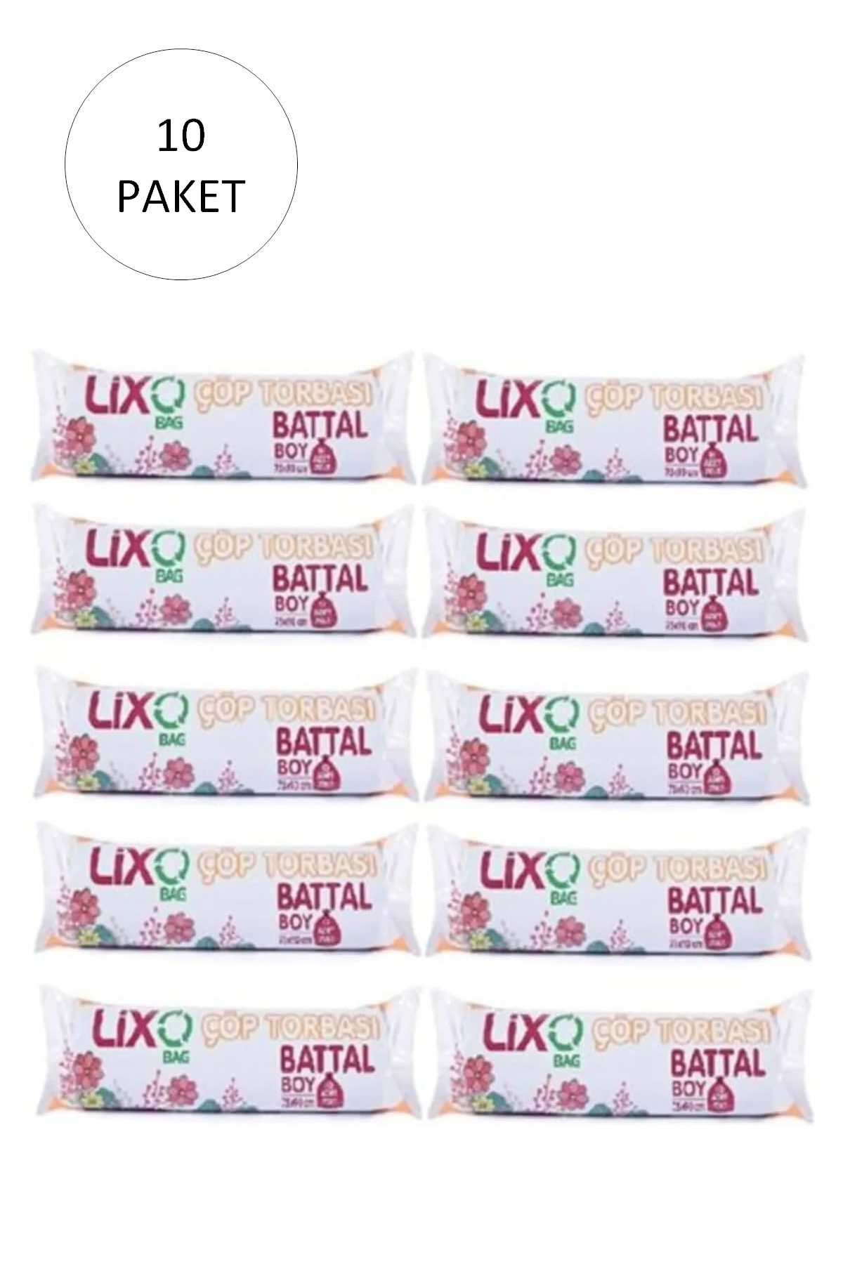 Battal Boy Çöp Torbası 75 x 90 cm 10 Lu Rulo x 10 Paket = 100 Adet (Mavi) - Lisinya