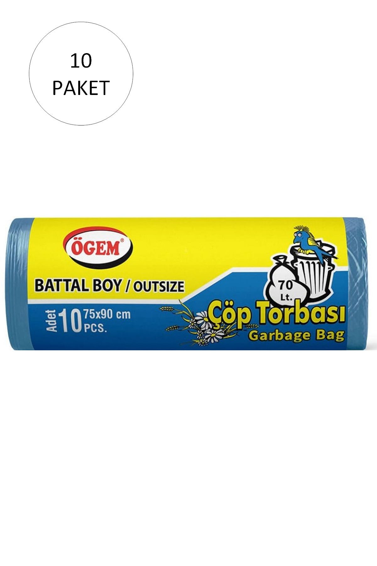 Battal Boy Çöp Torbası 75 x 90 cm 10 Lu Rulo x 10 Paket = 100 Adet (Mavi) - Lisinya