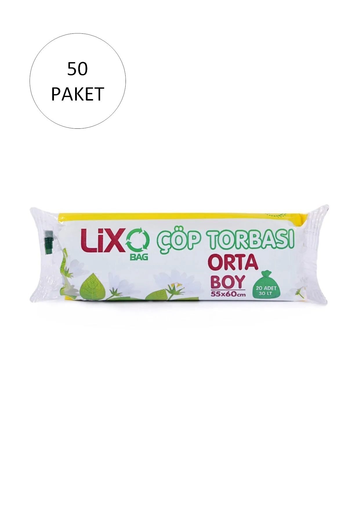 Orta Boy Çöp Torbası 55 x 60 cm 20 Li Rulo x 50 Paket = 1.000 Adet (Mavi) - Lisinya