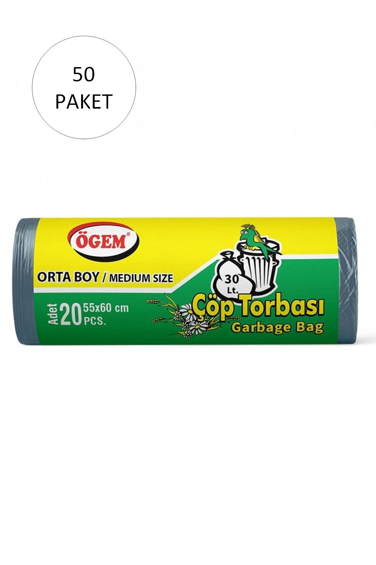 Orta Boy Çöp Torbası 55 x 60 cm 20 Li Rulo x 50 Paket = 1000 Adet (Mavi) - Lisinya