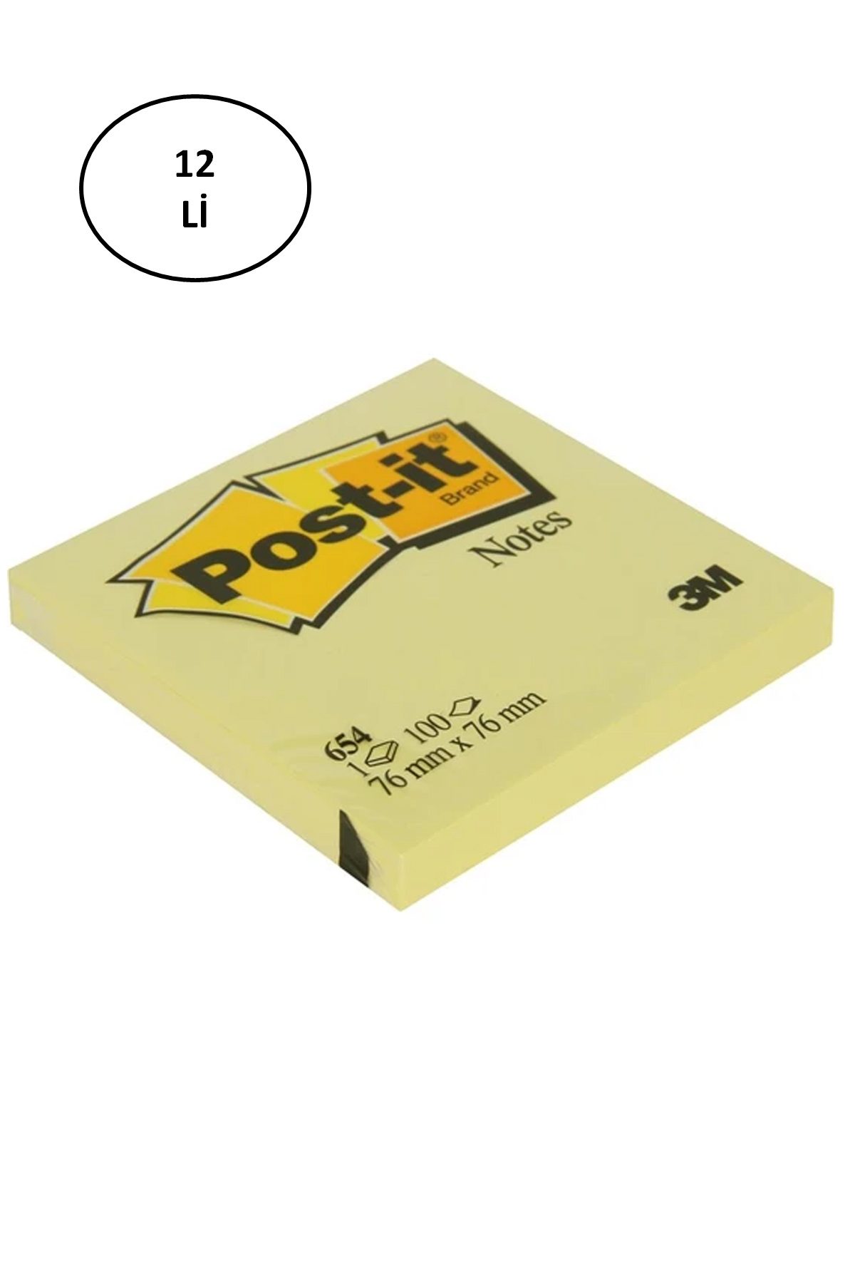 Post-It 3M 654 Yapışkanlı Not Kağıdı 76 x 76 mm 100 Yaprak Sarı - Lisinya