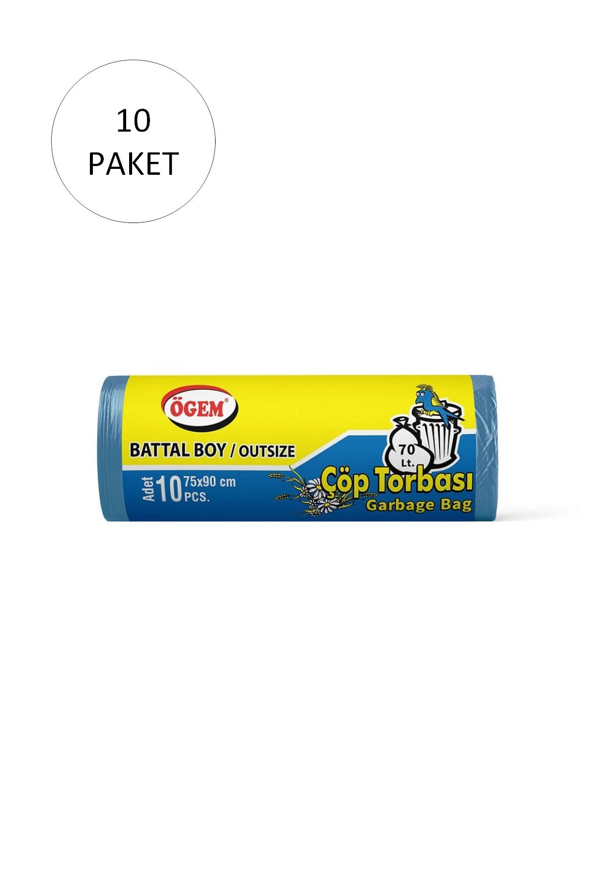 Battal Boy Çöp Torbası 75 x 90 cm 10 Lu Rulo x 50 Paket = 500 Adet (Mavi) - Lisinya