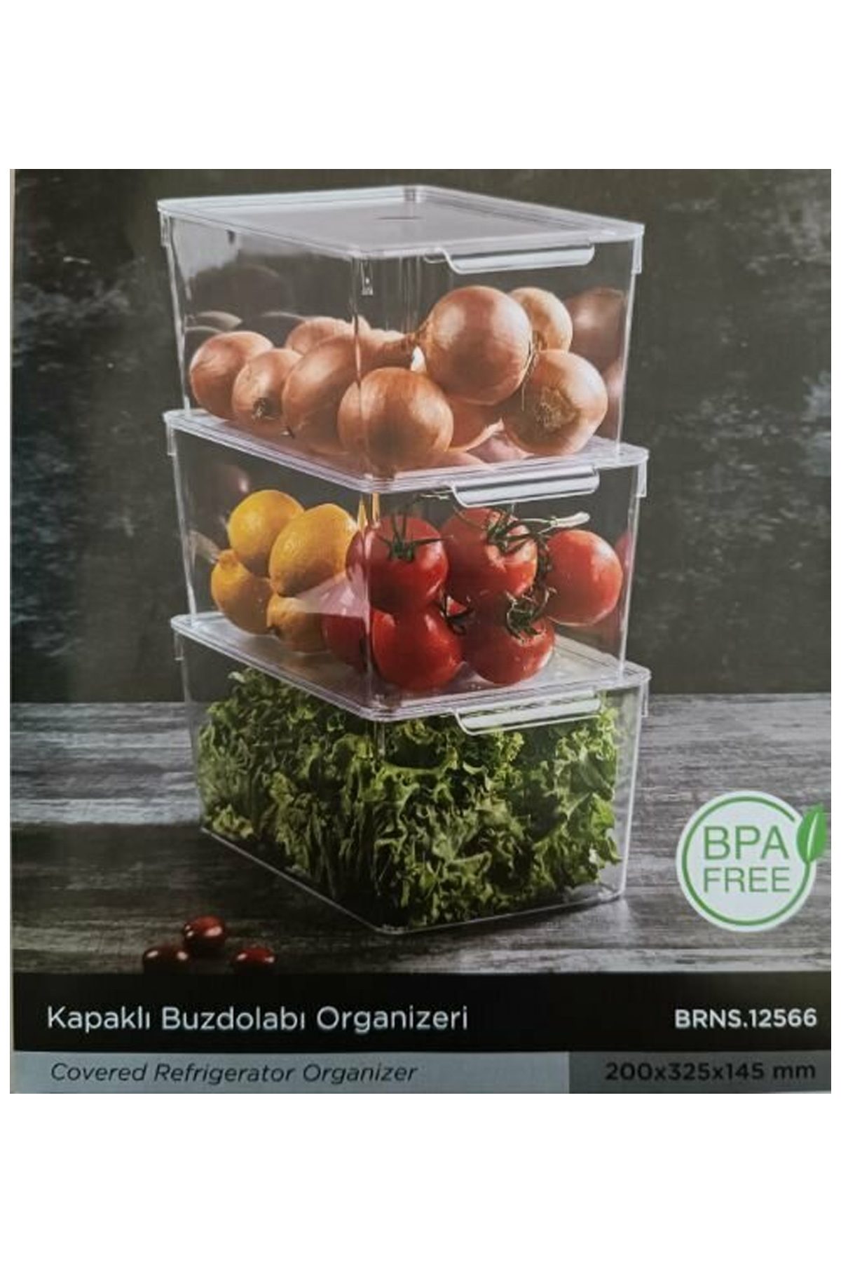 Buzdolabı Organizeri Büyük Boy Kapaklı 200x325x145 mm - Lisinya