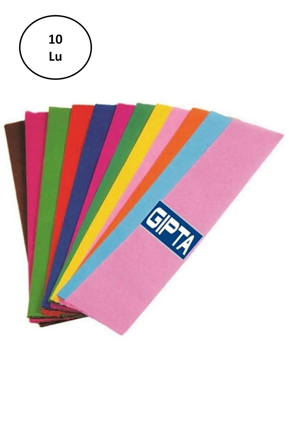 Gıpta Renkli Krapon Kağıdı 50cm X 2mt Karışık (10 Lu Paket) - Lisinya