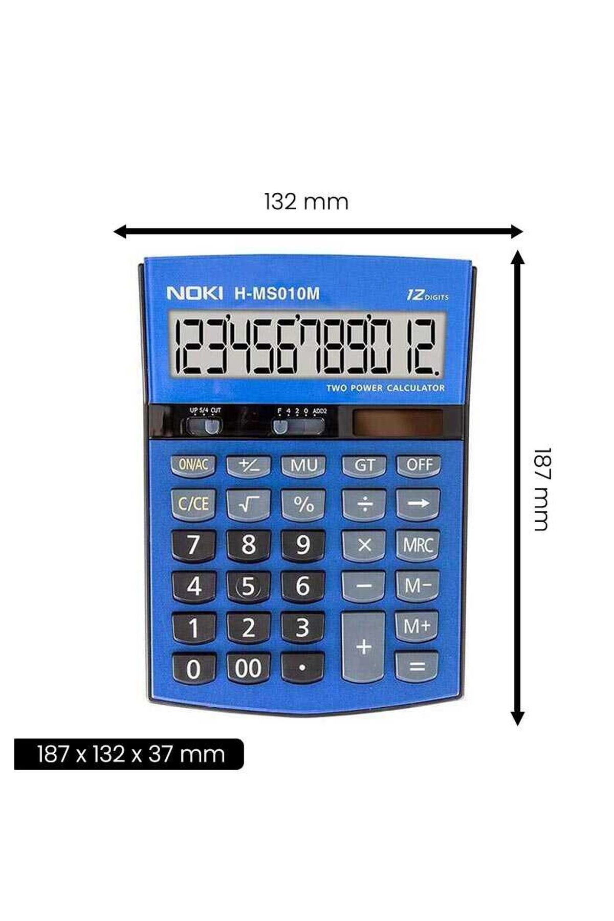 Noki H-MS010M Masaüstü Hesap Makinesi 12 Haneli - Mavi - Lisinya