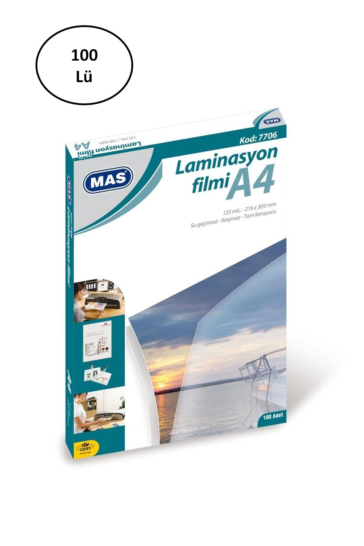 Mas 7706 A4 125 Micron 100 Adet Laminasyon Filmi - Lisinya