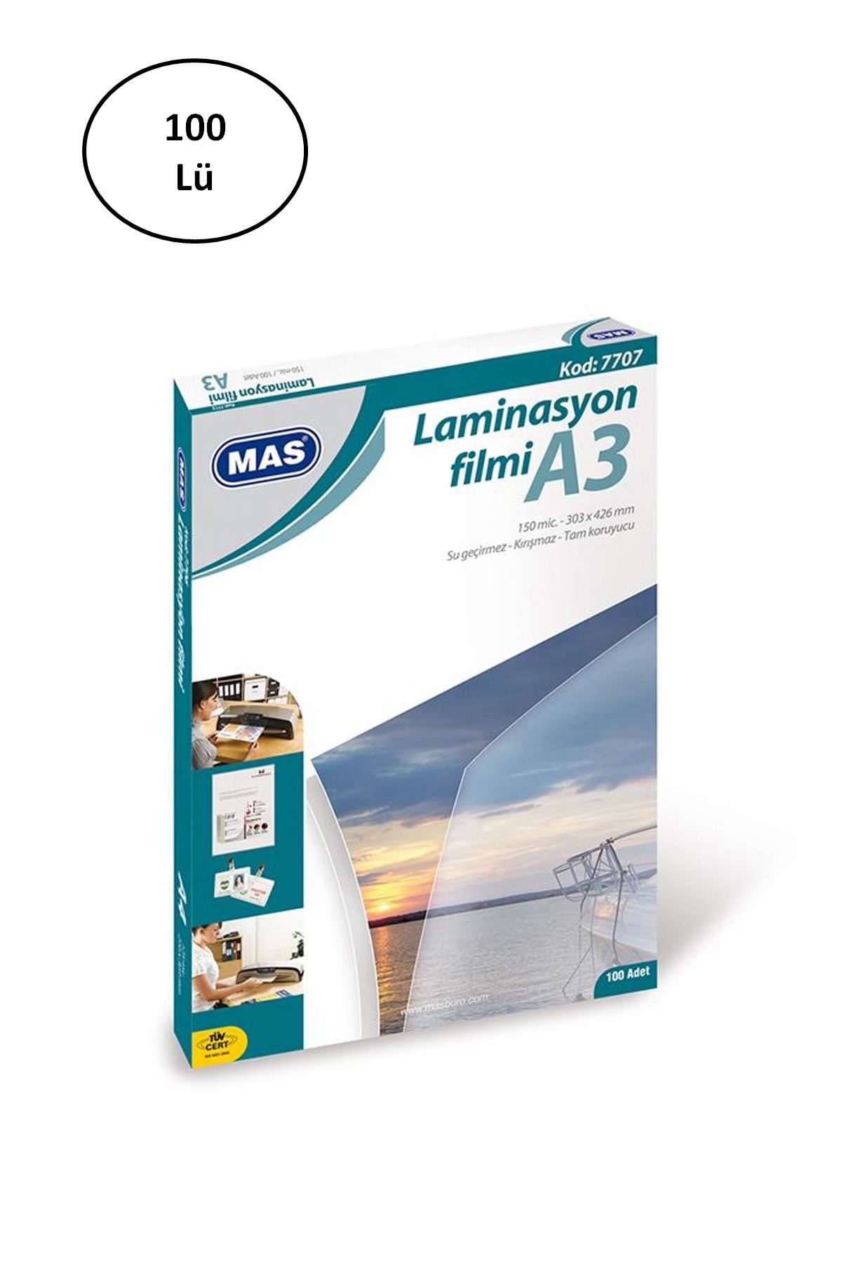 7707 A3 125 Micron 100 Adet Laminasyon Filmi - Lisinya