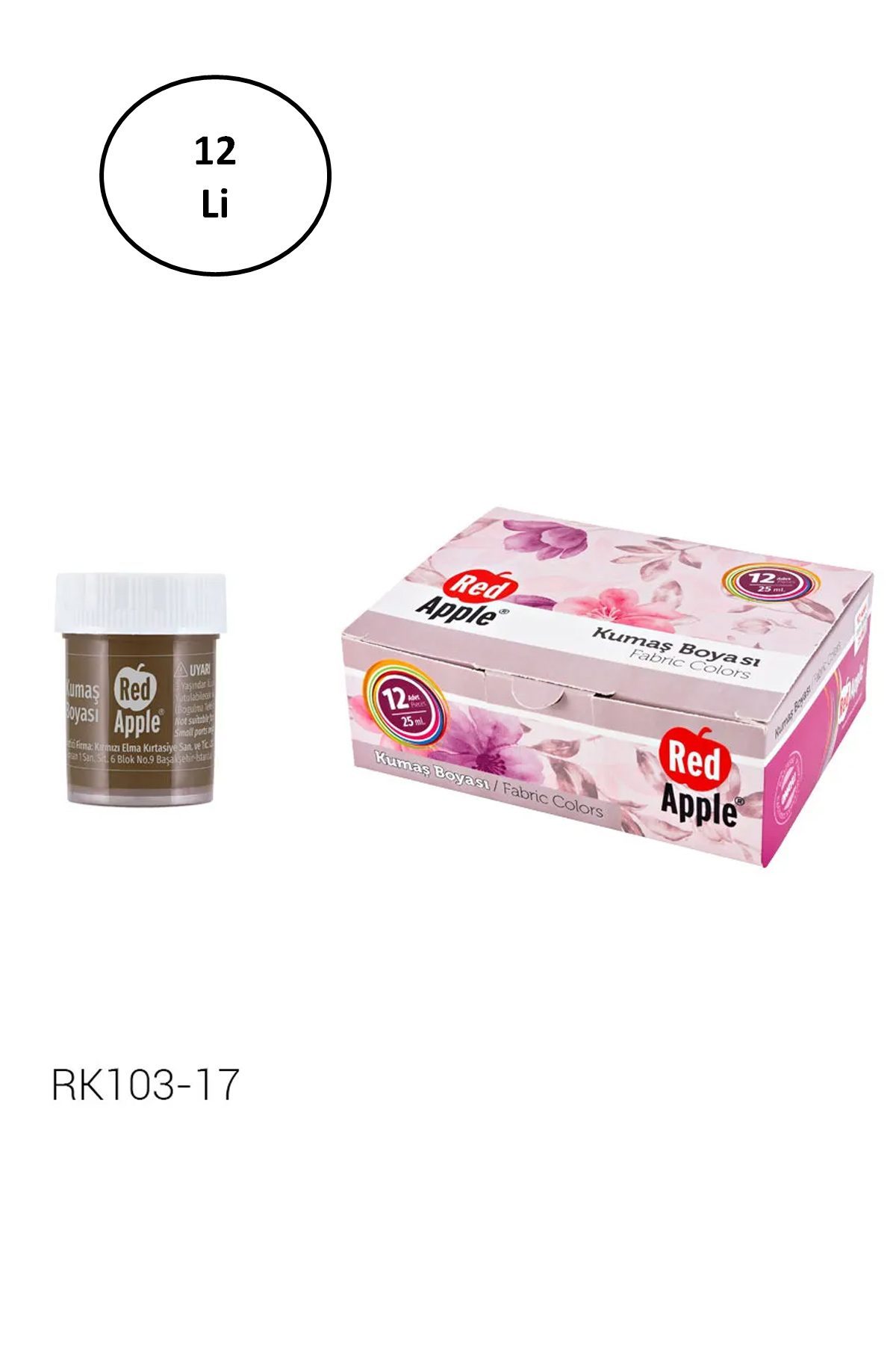 RK103-17 Red Apple Kumaş Boyası 25 ml Kahve 12'li - Lisinya