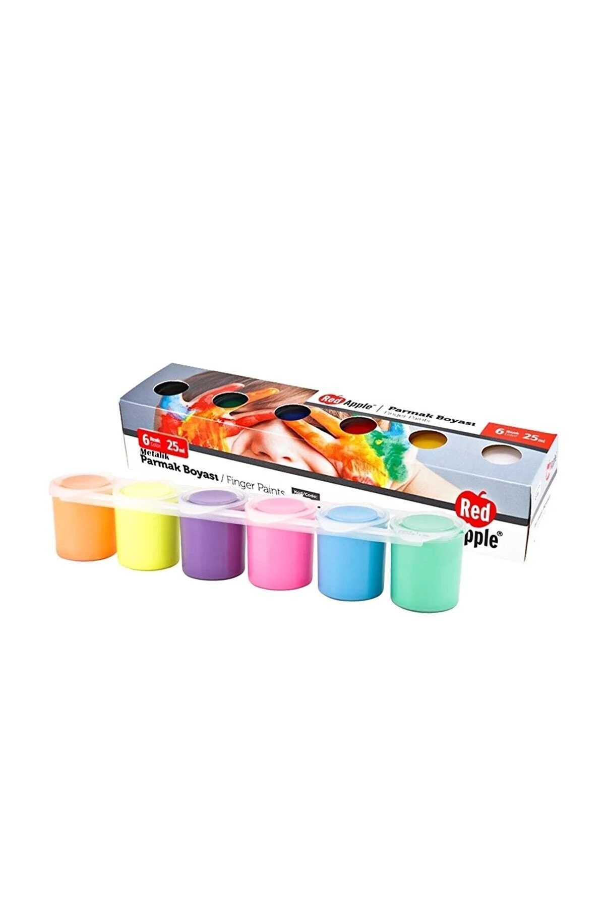 Red Apple Neon Parmak Boyası 6 Renk X 25 ml Sıralı Set - Lisinya