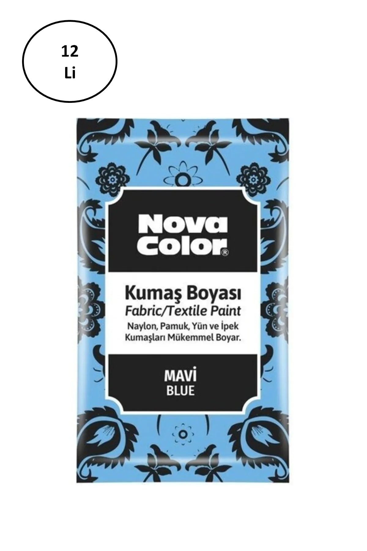 Nova Color 12 Gr Toz Kumaş Boyası Mavi Nc-902 12'li - Lisinya