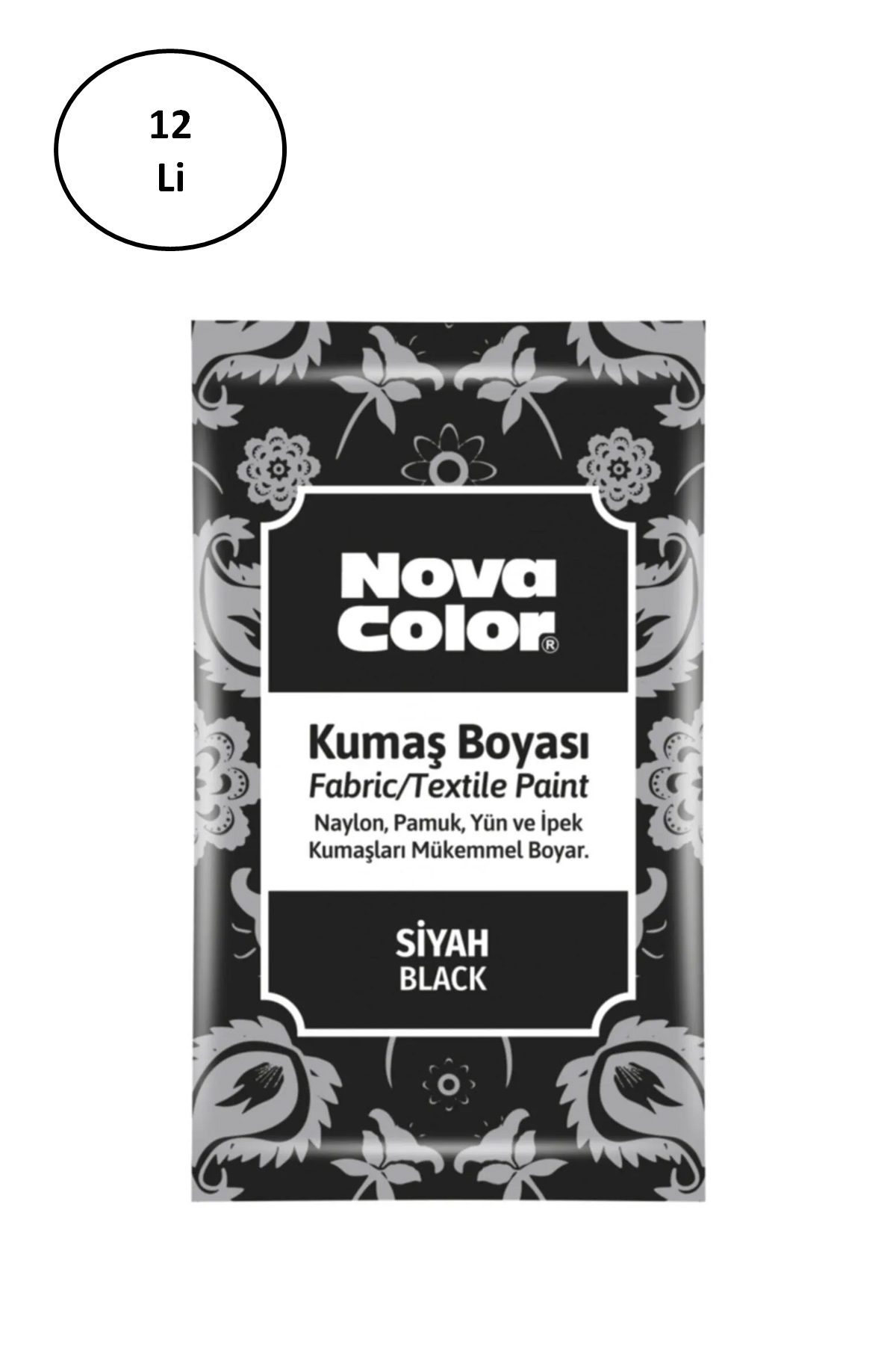 Nova Color 12 Gr Toz Kumaş Boyası Siyah Nc-904 12'li - Lisinya