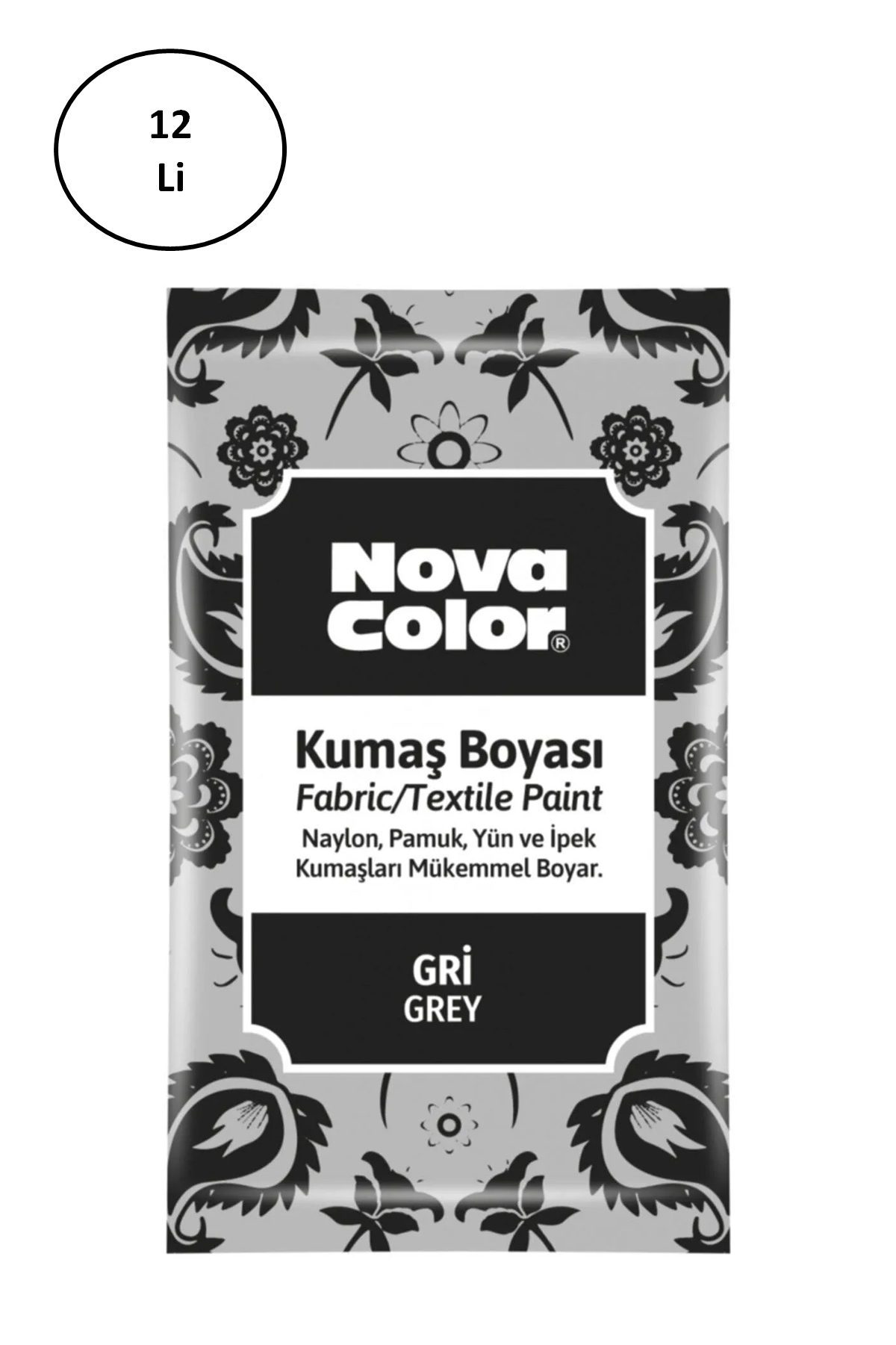 Nova Color 12 Gr Toz Kumaş Boyası Gri Nc-908 12'li - Lisinya