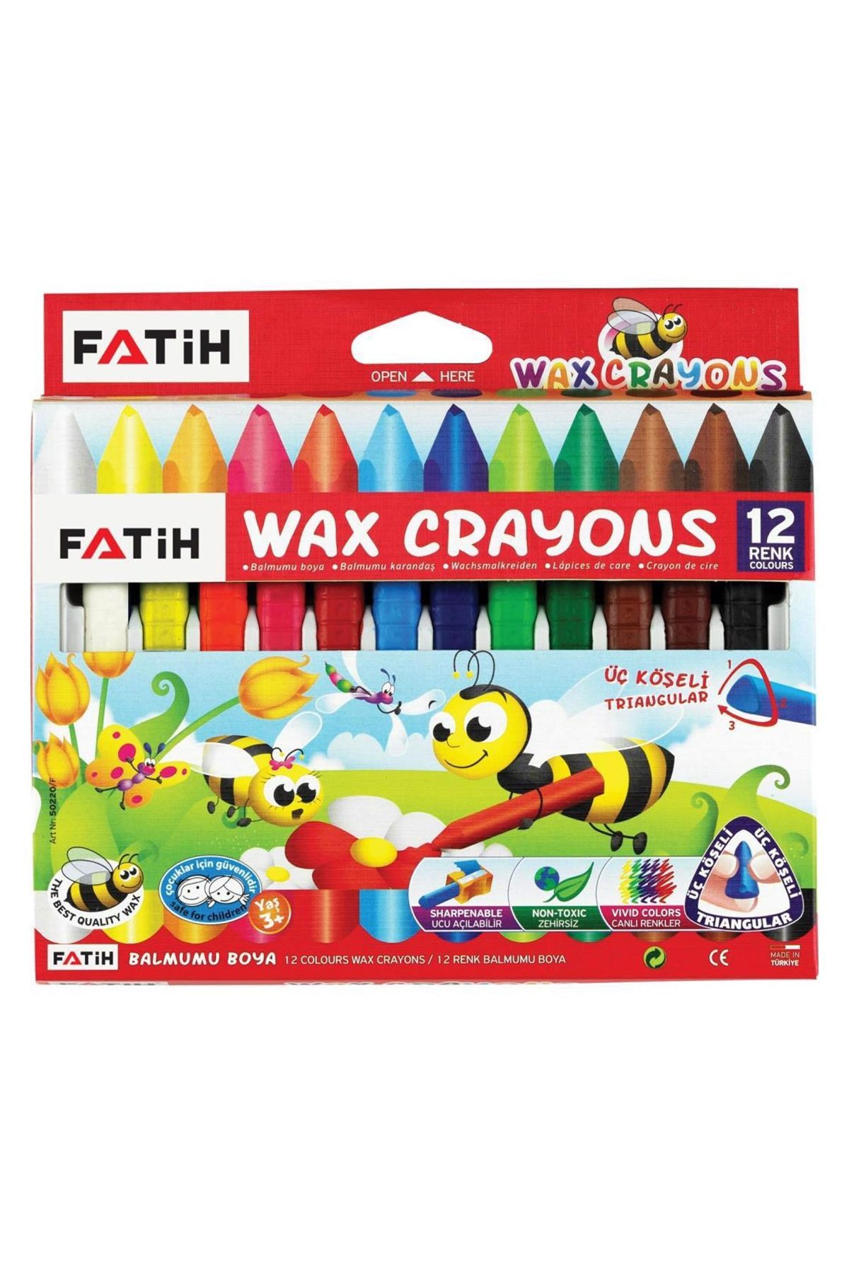 Fatih 50290 Mum Pastel Boya Triangular Üçgen Crayons 12 Renk - Lisinya