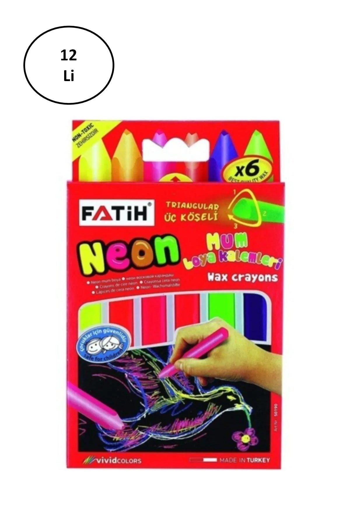 Fatih Mum Pastel Boya Neon Wax Crayon Jumbo 6 Renk 12'li - Lisinya