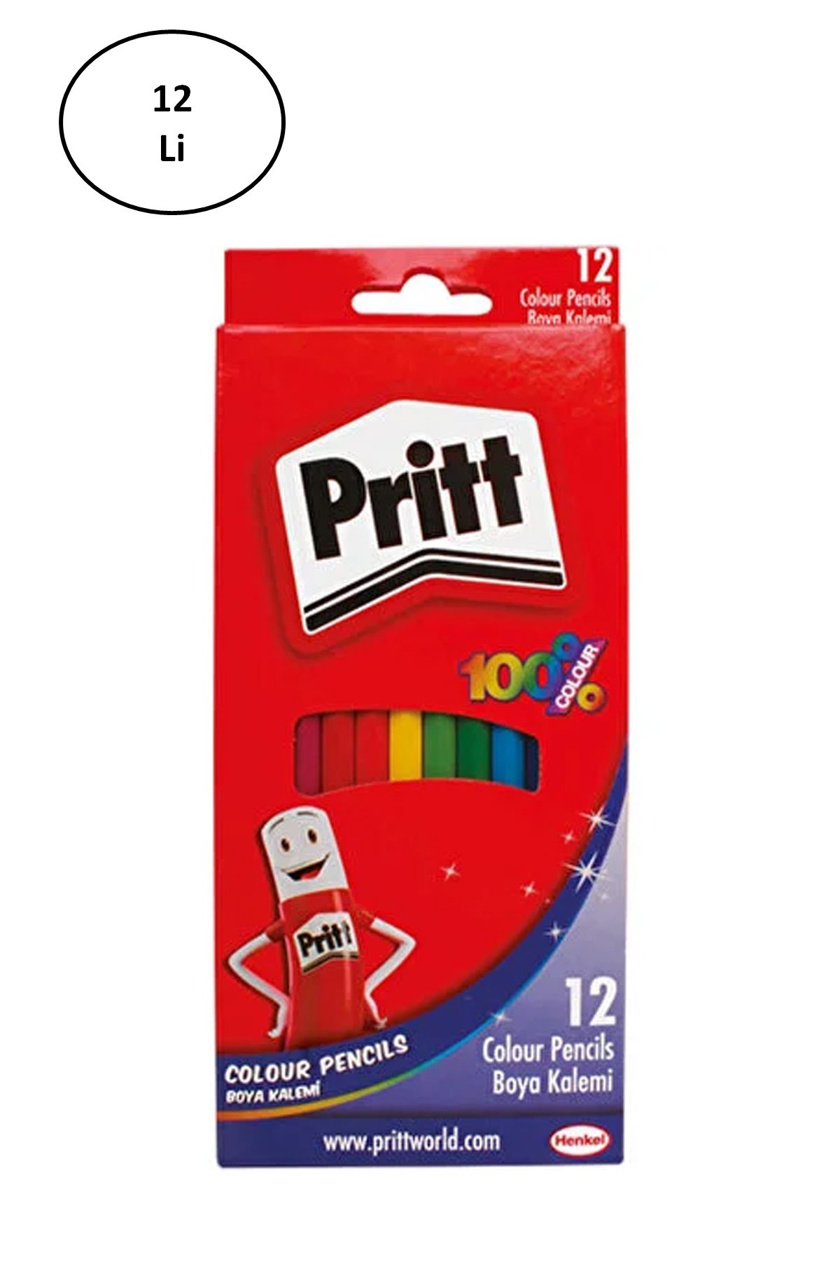 Pritt - 12 Renk Kuru Boya Tam Boy 1219734 12'li - Lisinya