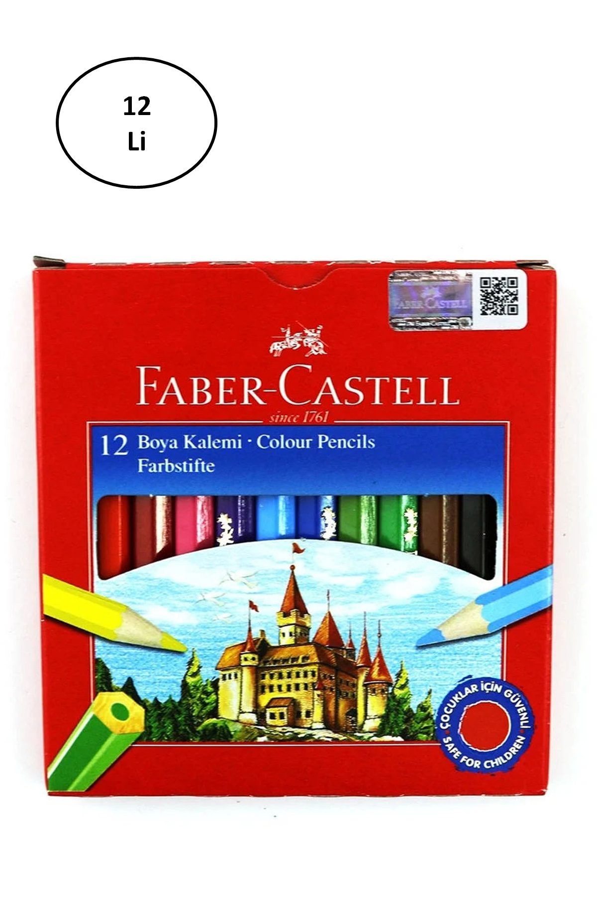 Faber Castell Karton Kutu Boya Kalemi 12 Renk Yarım Boy 12'li - Lisinya