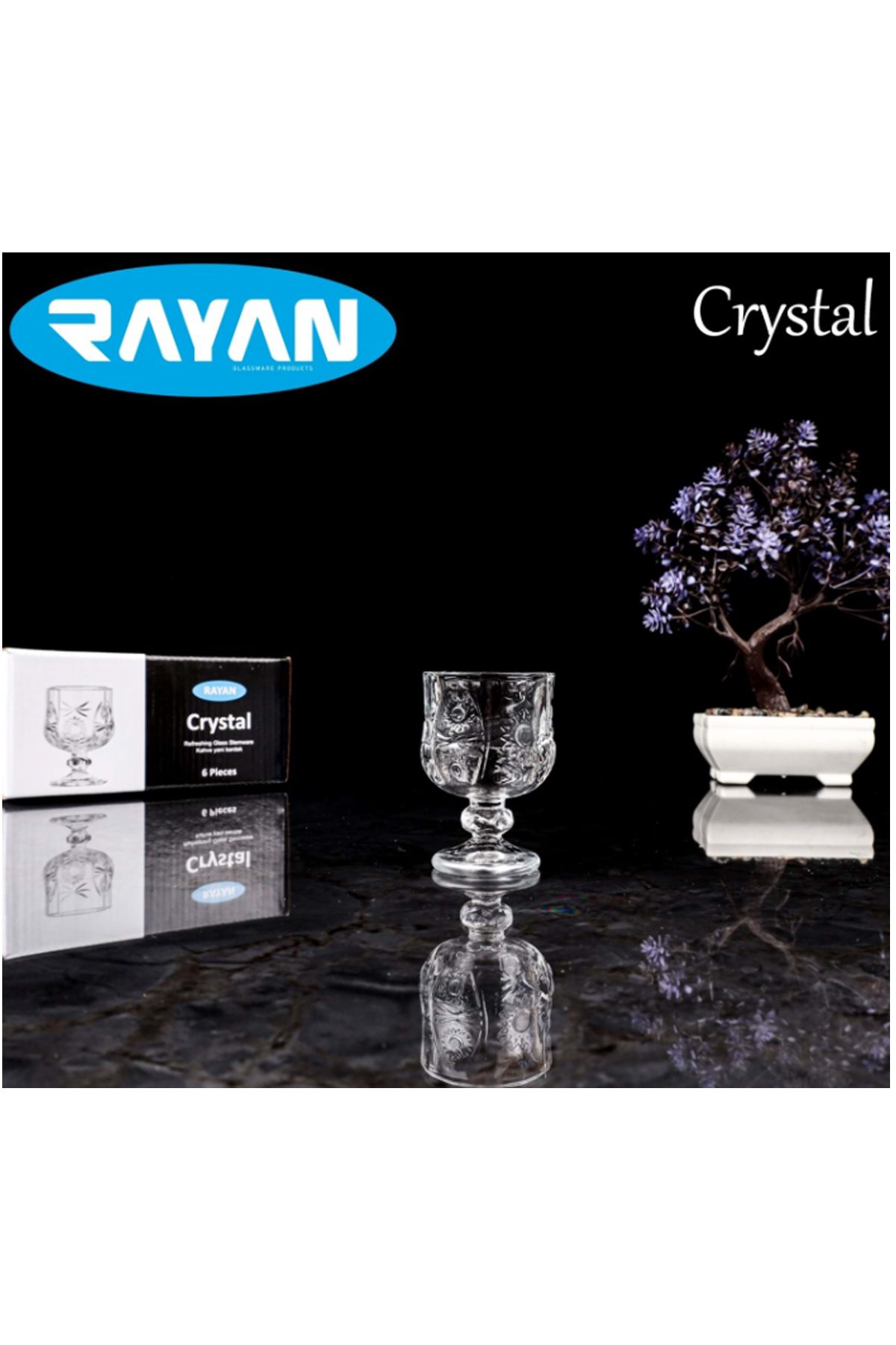 Rayan Crystal 6'lı Kahve Yanı Bardak - Lisinya