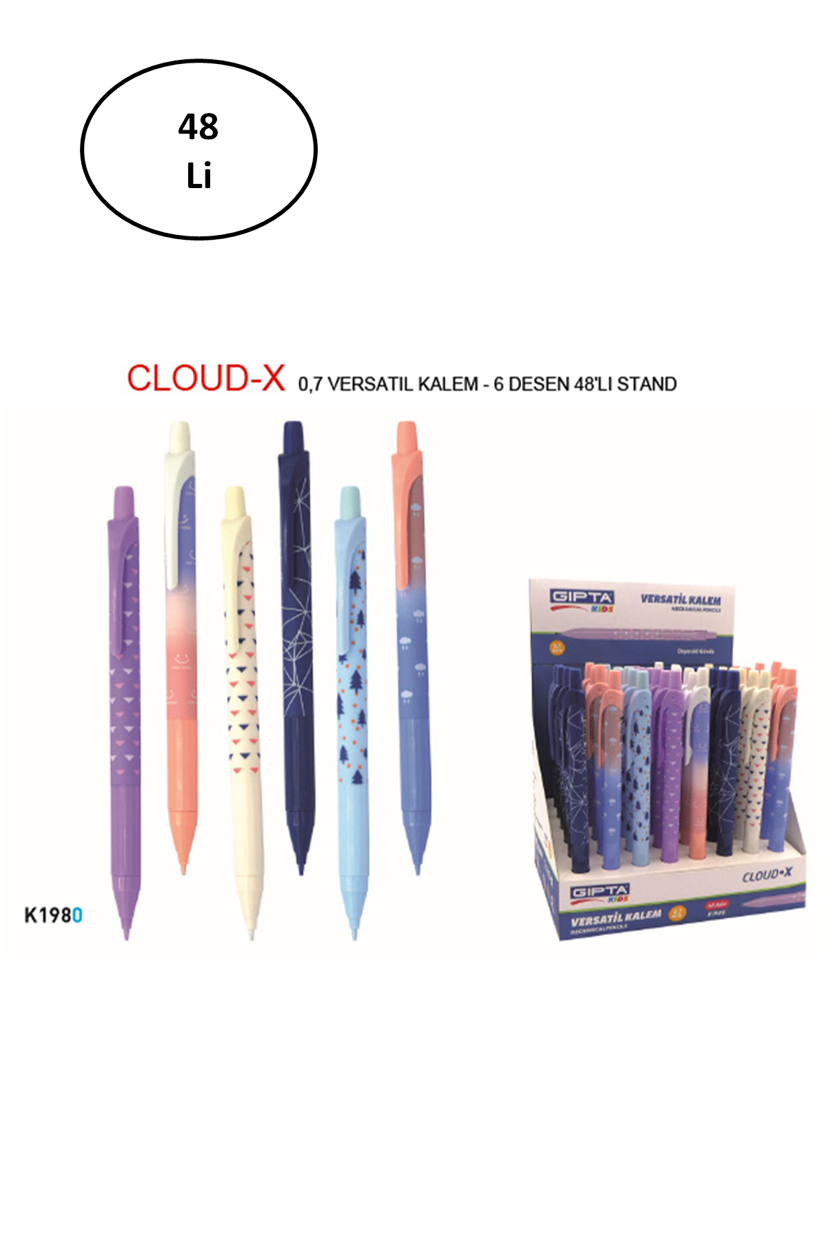 Gıpta Versatil Kalem Cloud X 0.7 Mm 6 Desen 48 'Li Stand - Lisinya