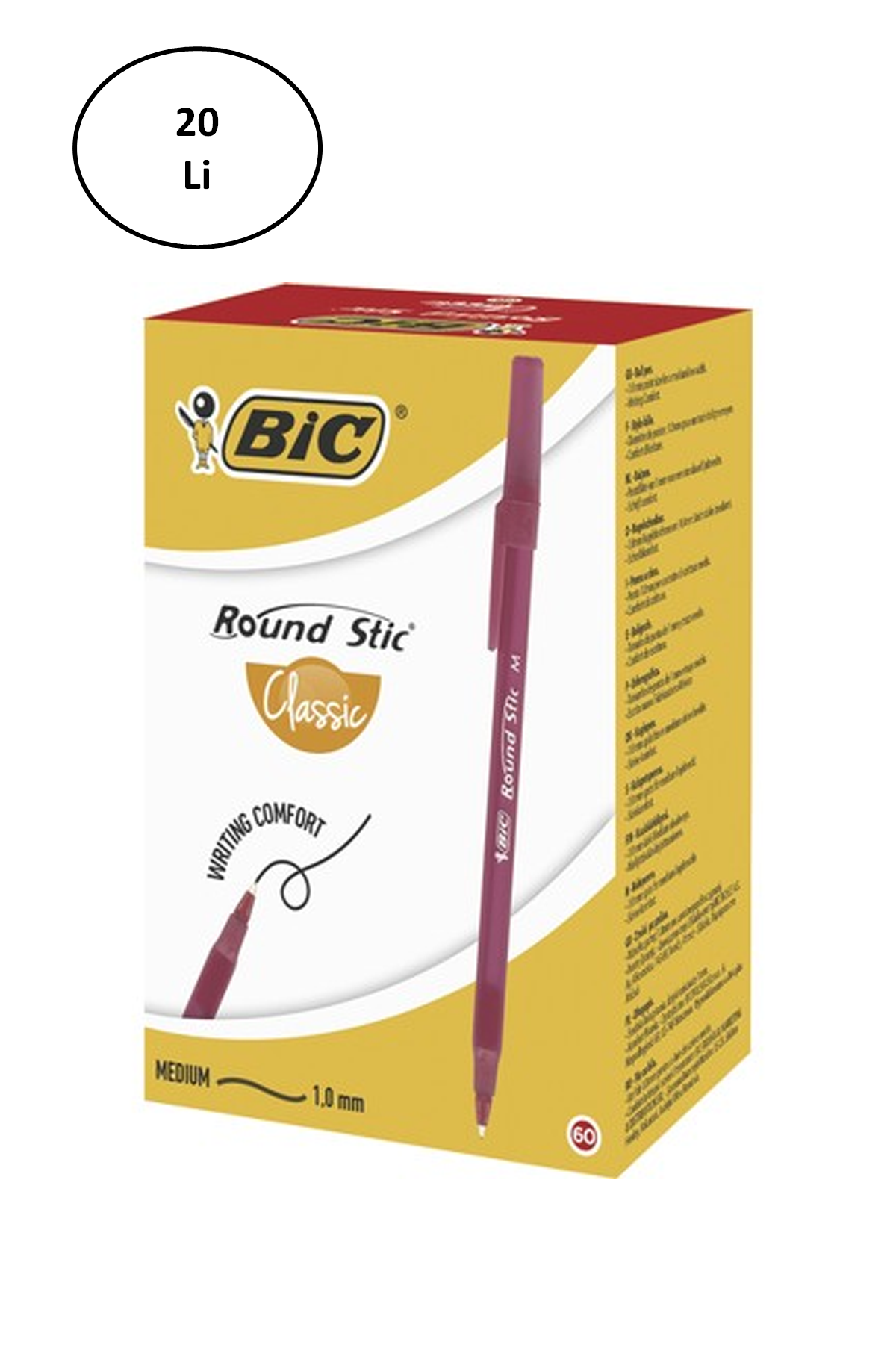 Bic Round Stic Tükenmez Kırmızı Kalem 20'li - Lisinya