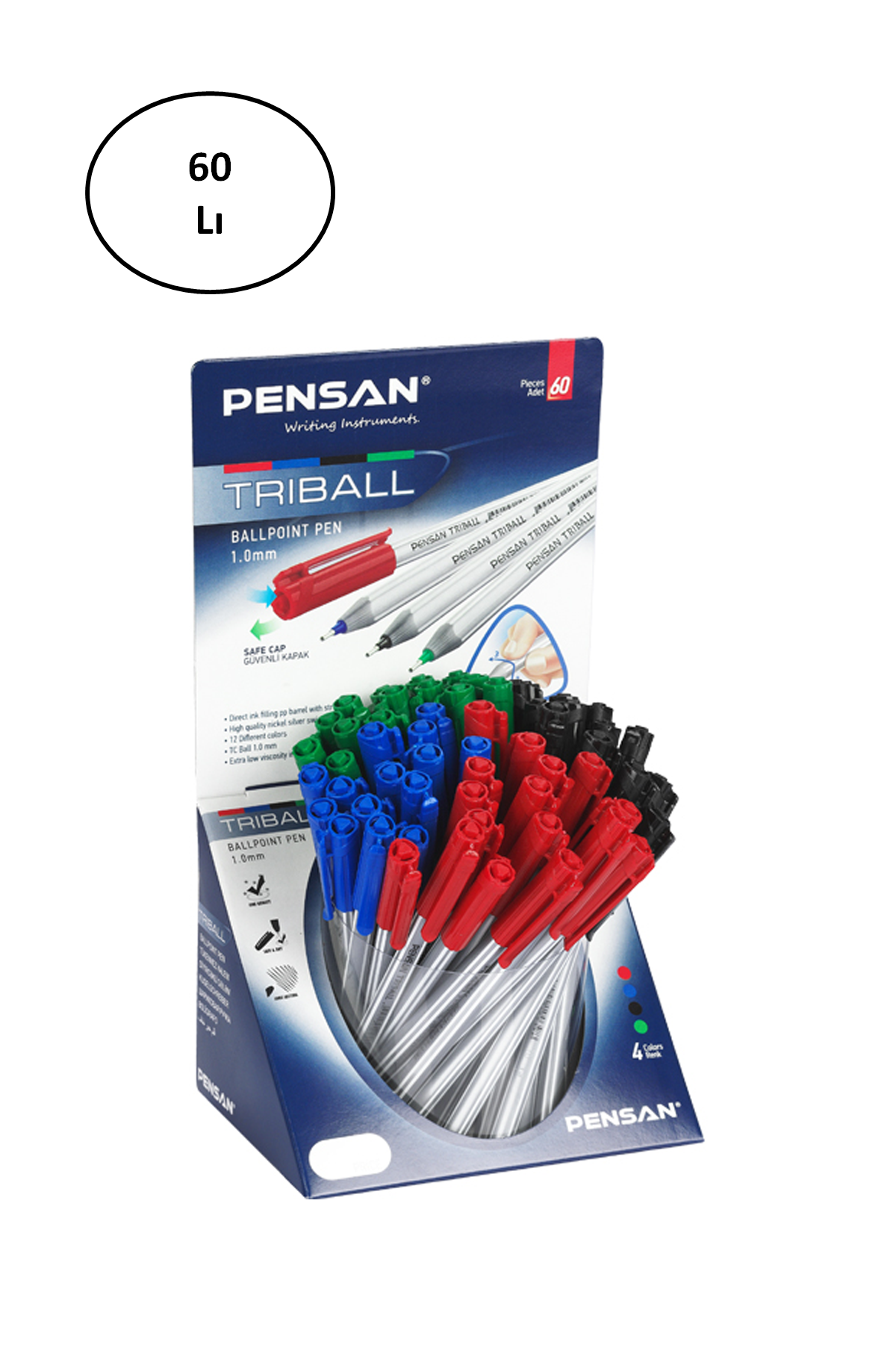 Pensan Tükenmez Kalem Triball 1.0 MM Bilye Uç MSKY 1003 60'lı - Lisinya