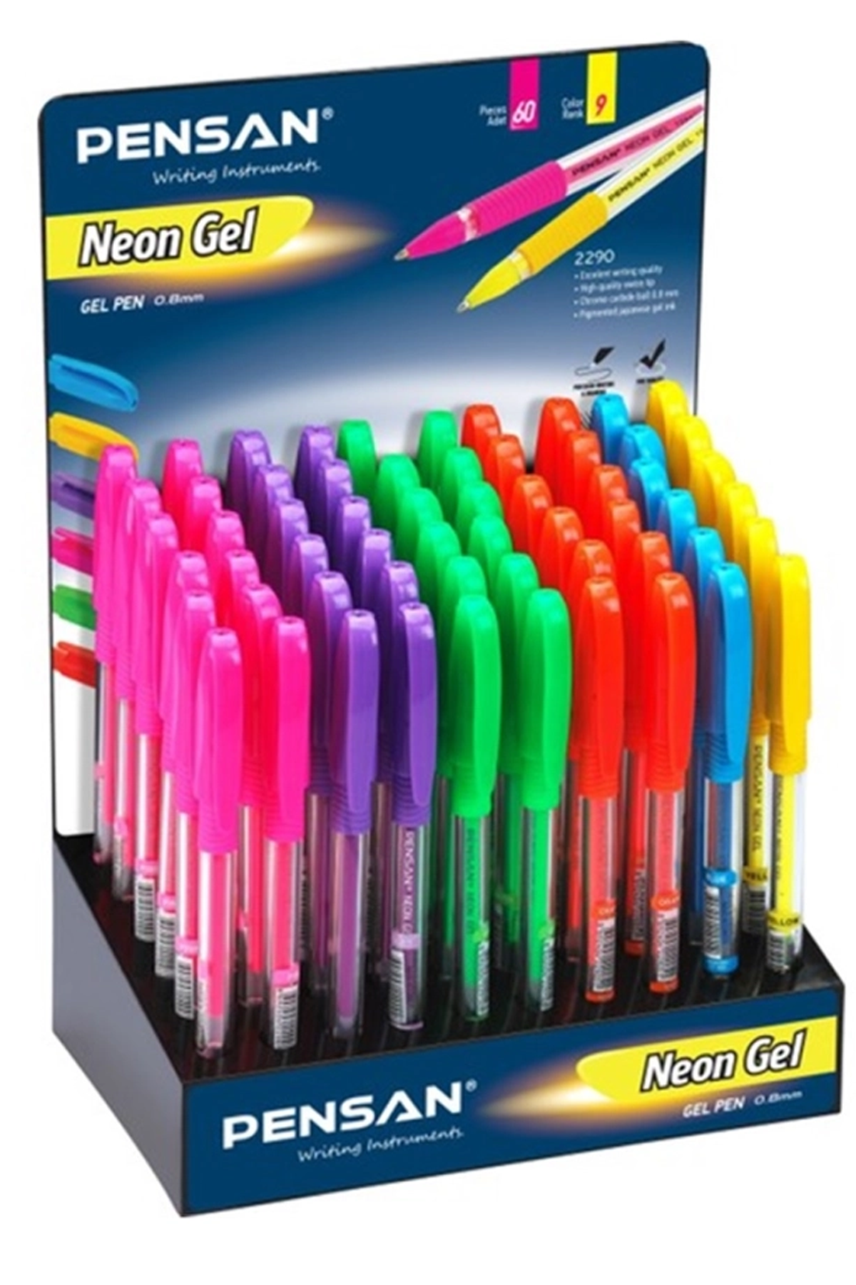 Pensan Neon Jel Pvc Renkli 60 Lı Stand - Lisinya