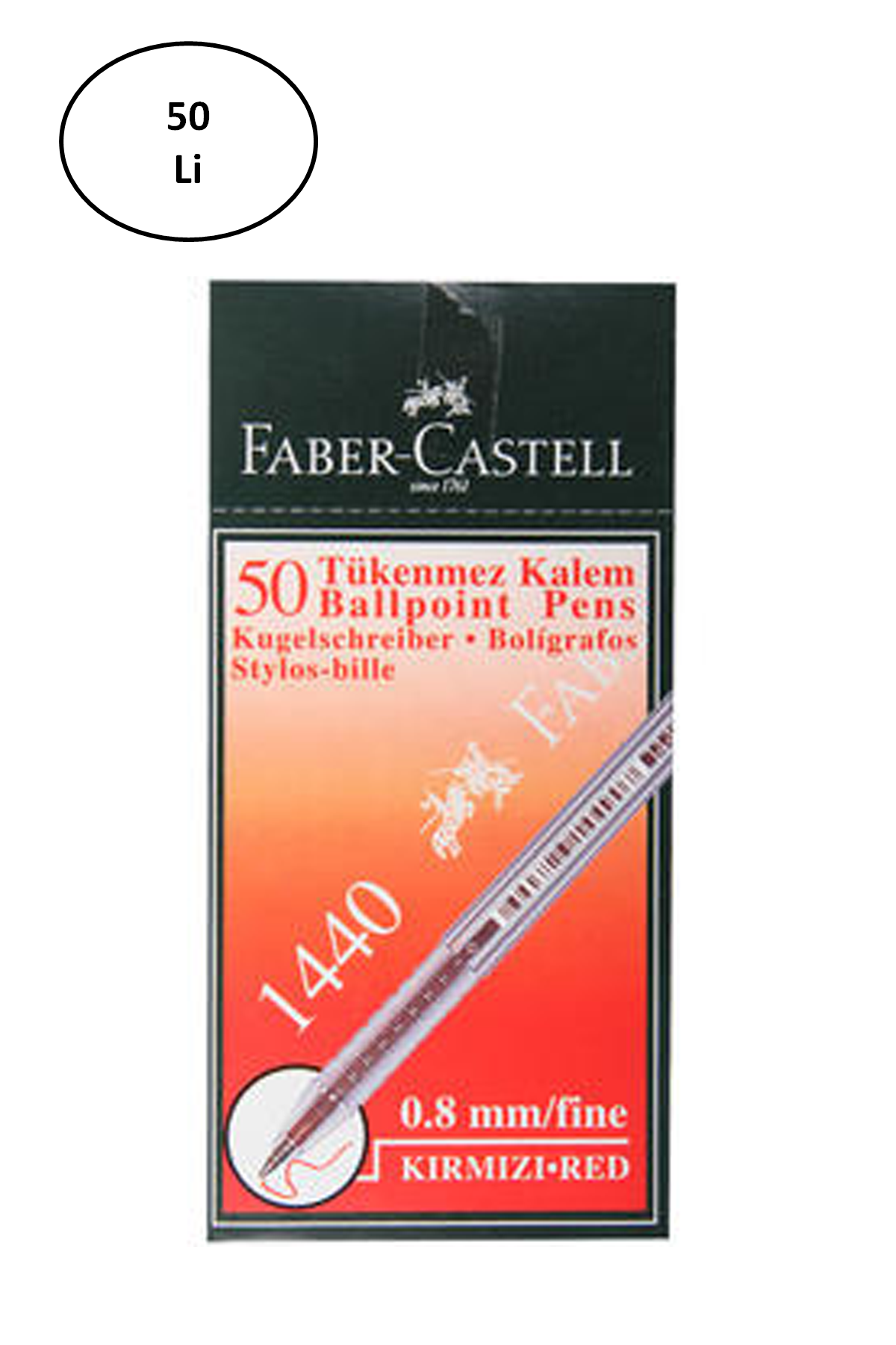 Faber Castell FC 1440 Tükenmez Kalem 0.8 Mm 50'li Kırmızı - Lisinya