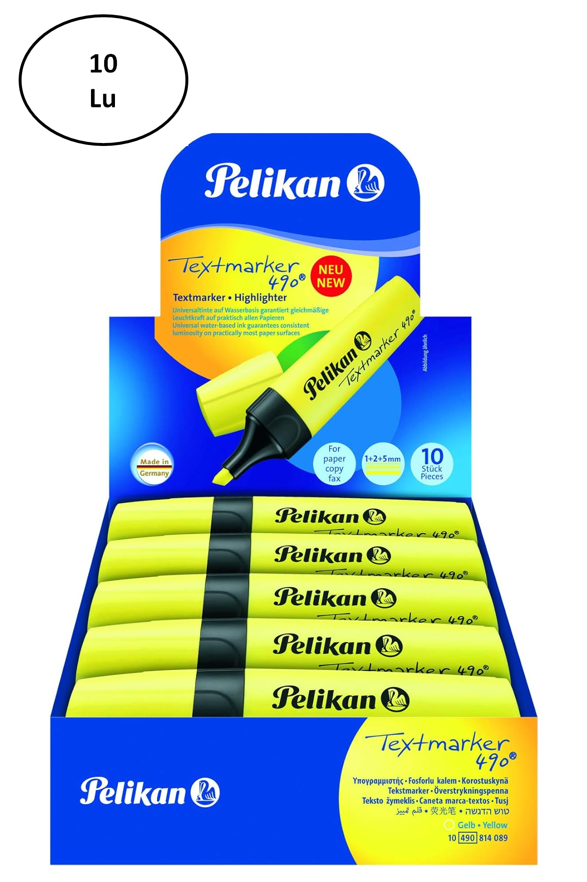 Pelikan 490 Fosforlu İşaretleme Kalemi Sarı 10 Lu - Lisinya