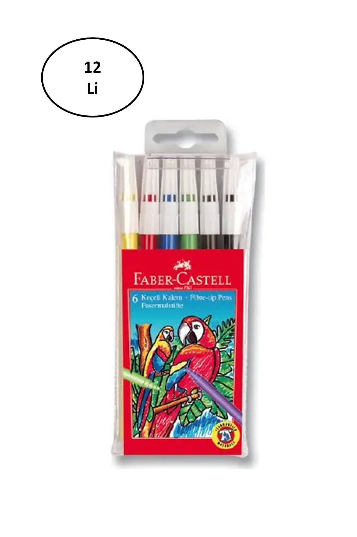 Faber-Castell 5067155106 Yıkanabilir 6 Renk Keçeli Kalem 12'li - Lisinya