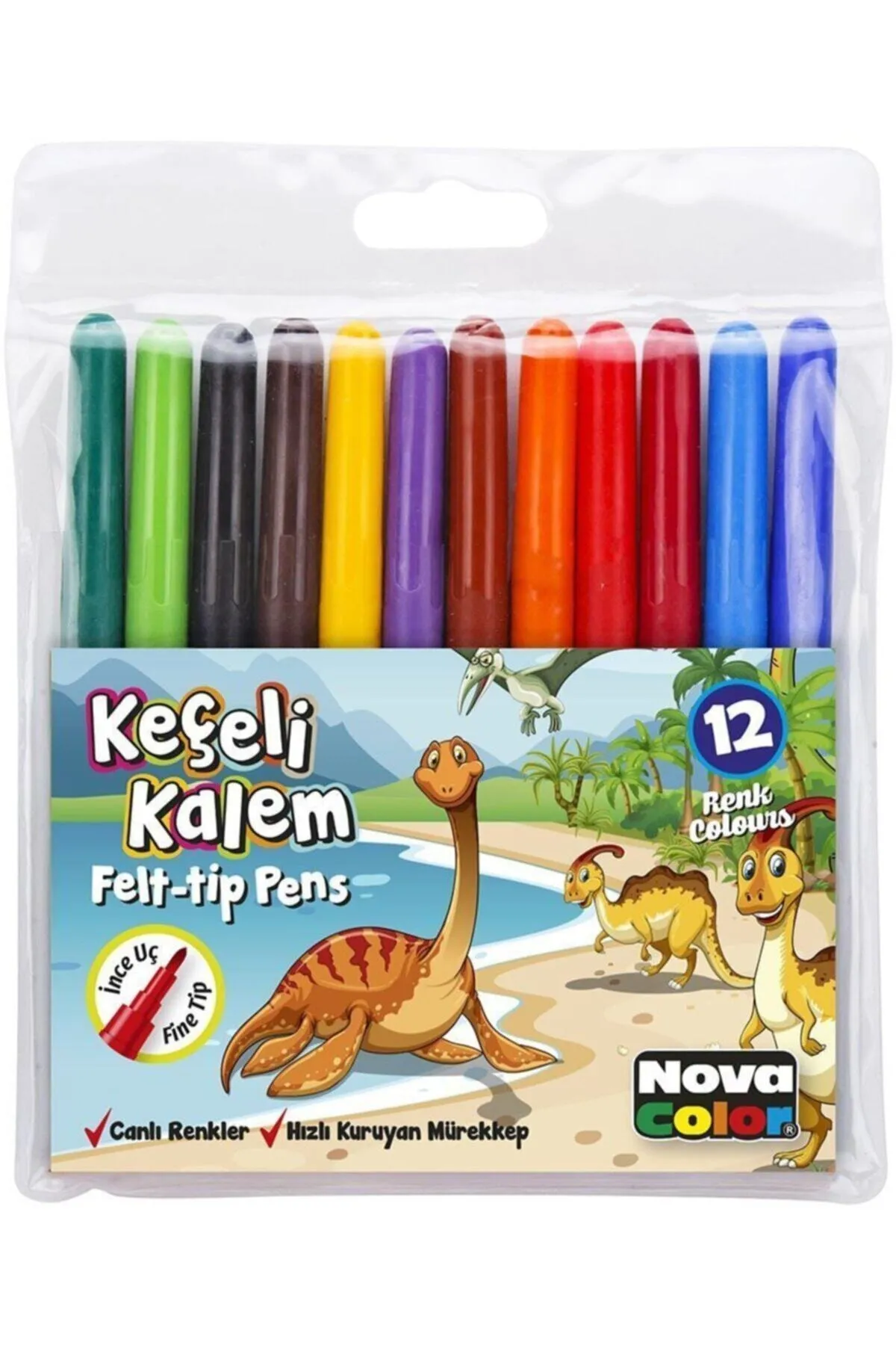 NovaColor Keçeli Kalem 12 Li Set - Lisinya