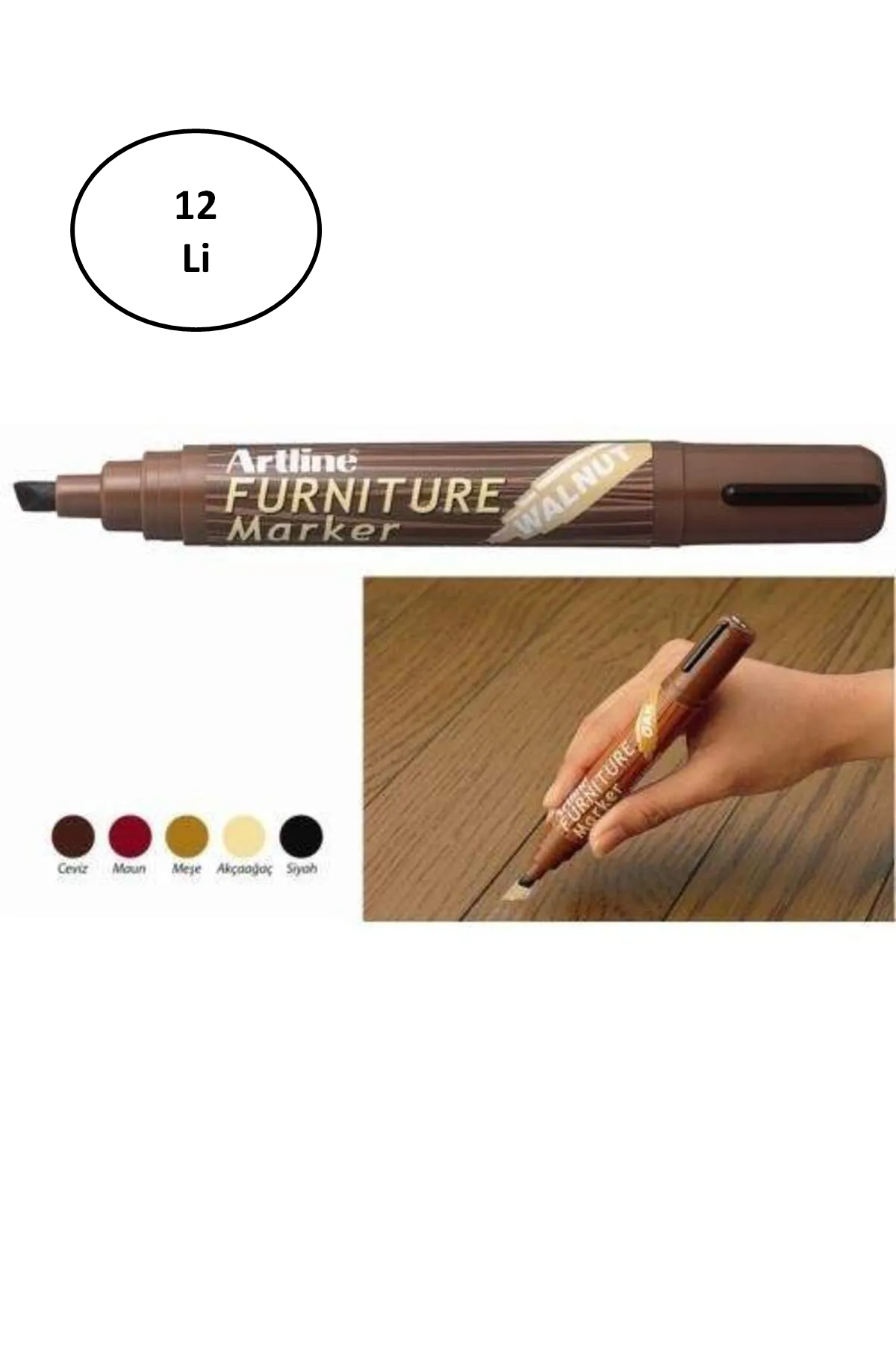 Artline Furniture Ahşap Marker Ek 95 Walnut Ceviz 12'li - Lisinya