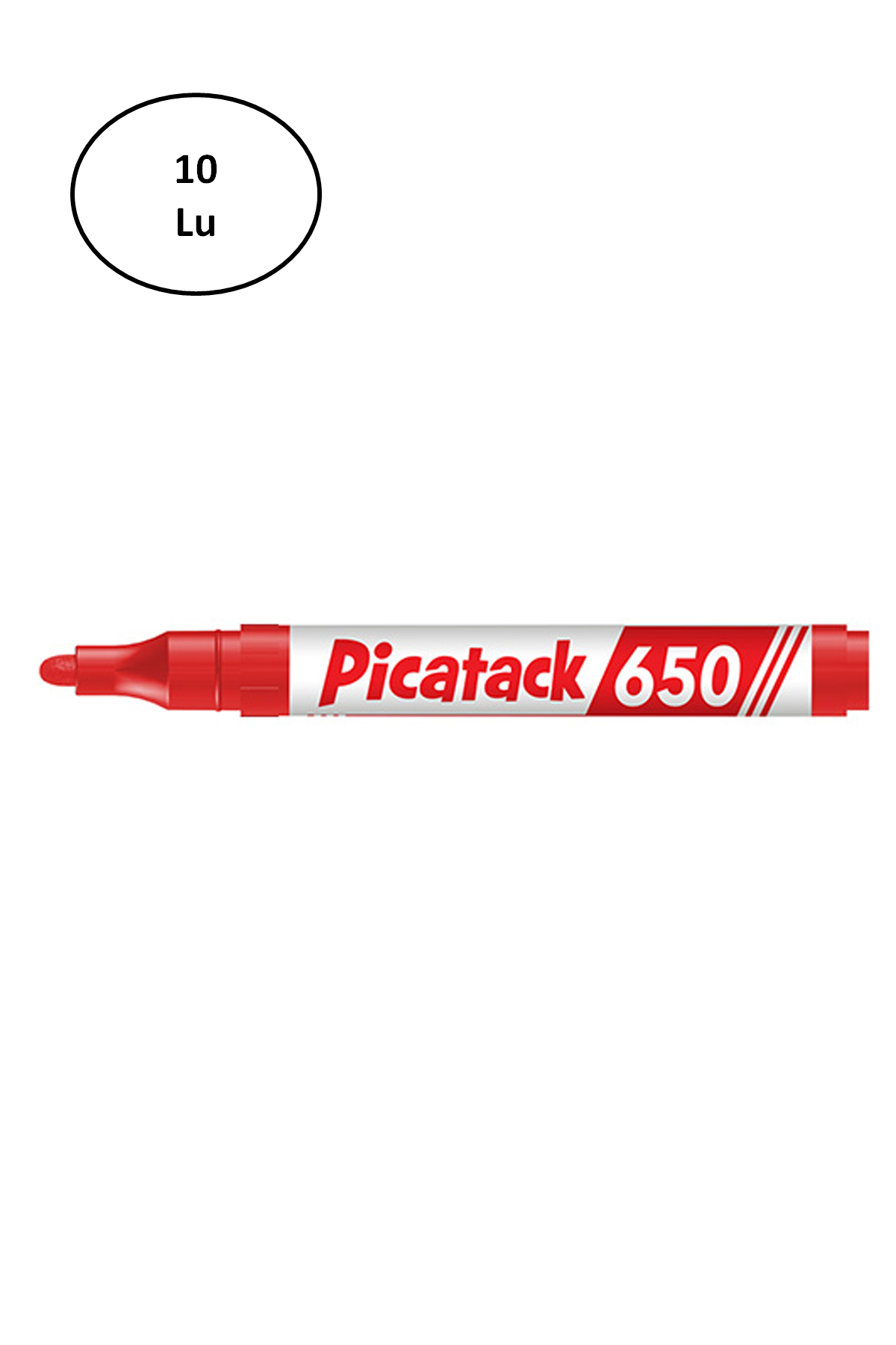 Picatack 650 Permanent Marker 1,5-3mm Yuv.Uç Kırmızı 10'lu - Lisinya